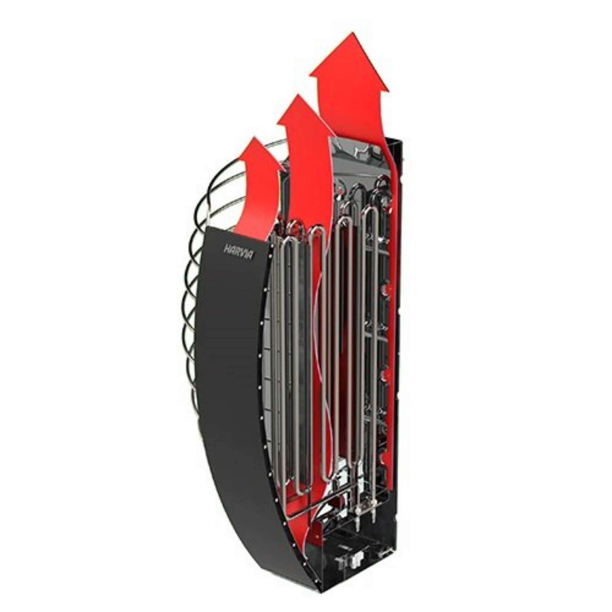 Harvia Spirit SP60E sauna heater airflow cutaway diagram