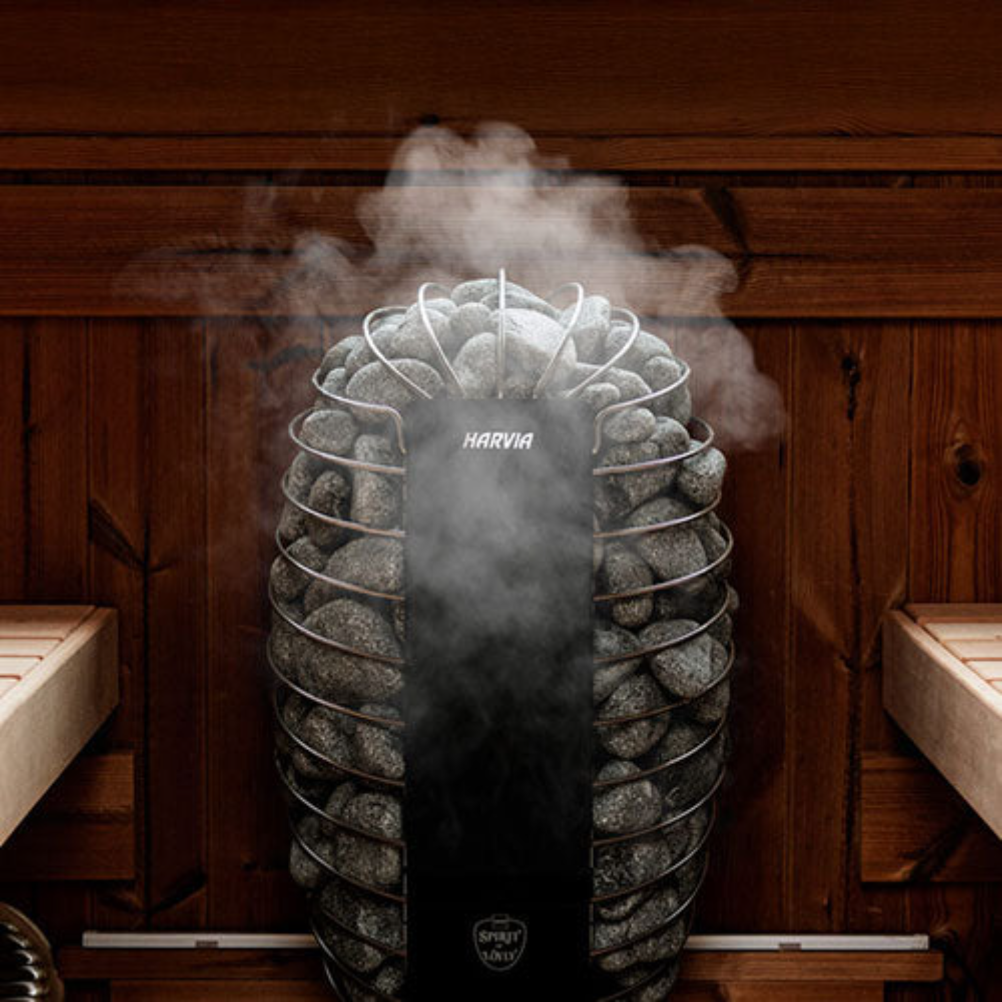 Harvia Spirit SP60E Electric Sauna Heater in use inside sauna