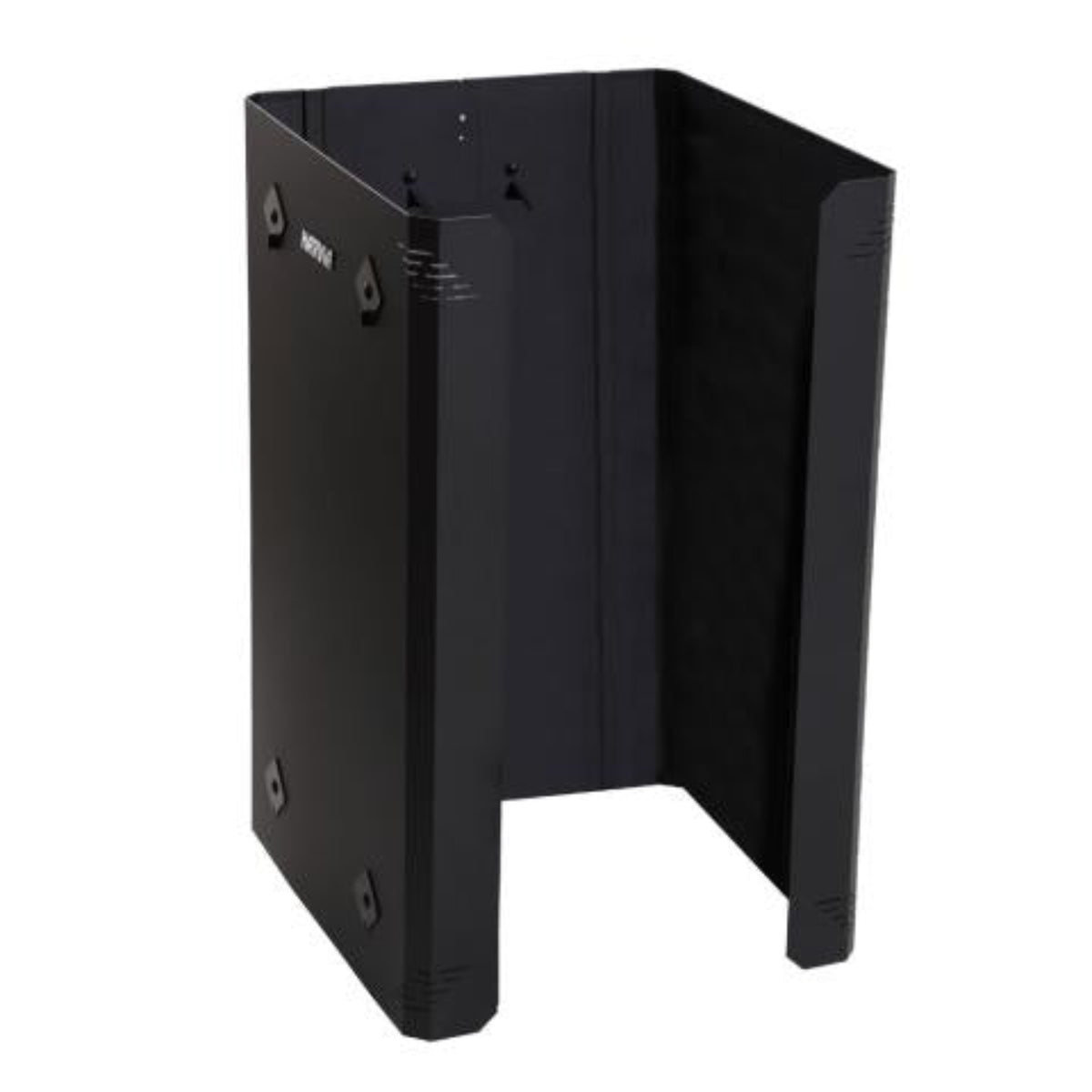 Black metal protective sheath on a white background