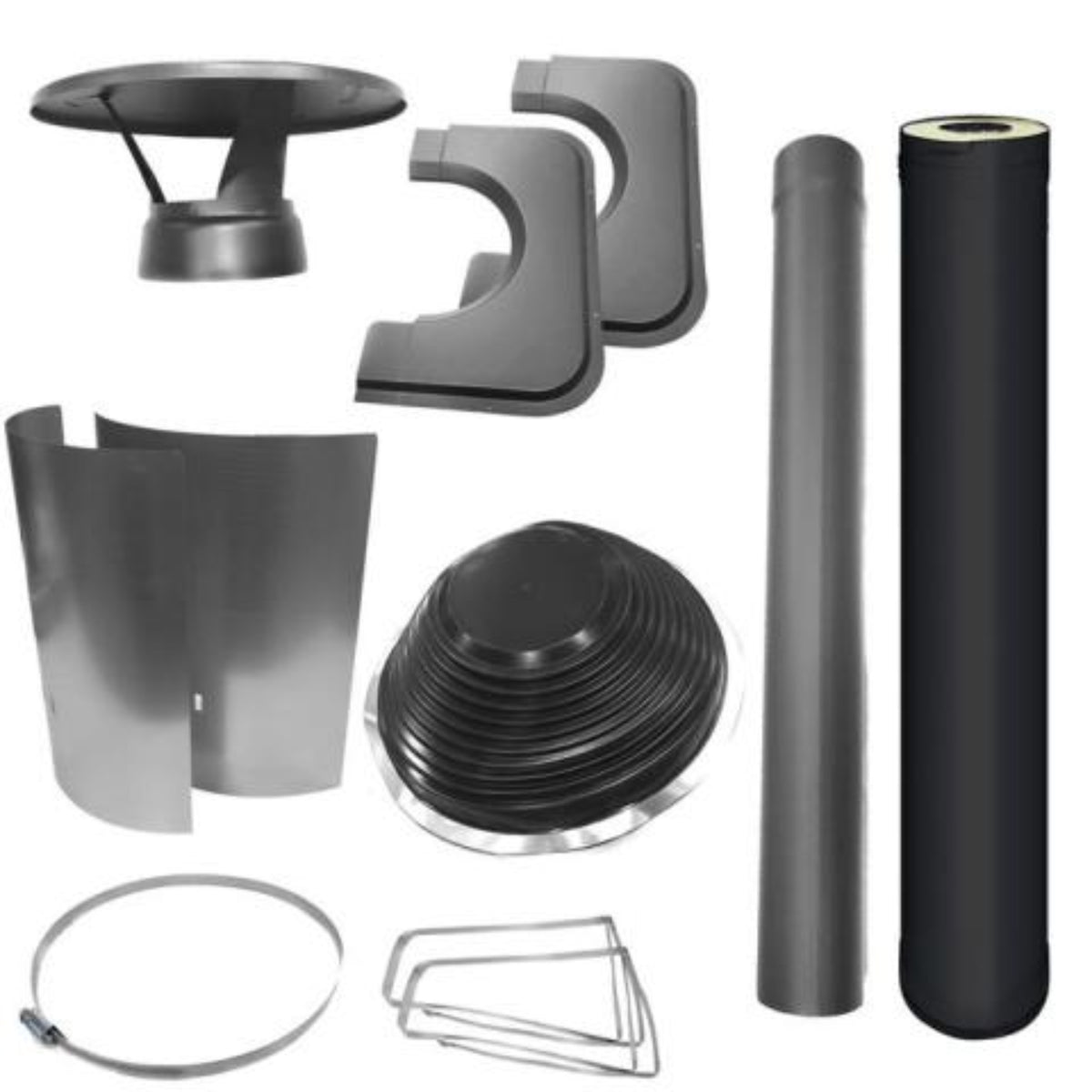 Harvia chimney and assembly kit on a white background