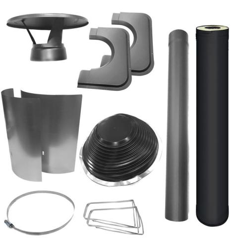 Harvia Chimney & Assembly Kit, Barrel, Flat Roof, Stainless