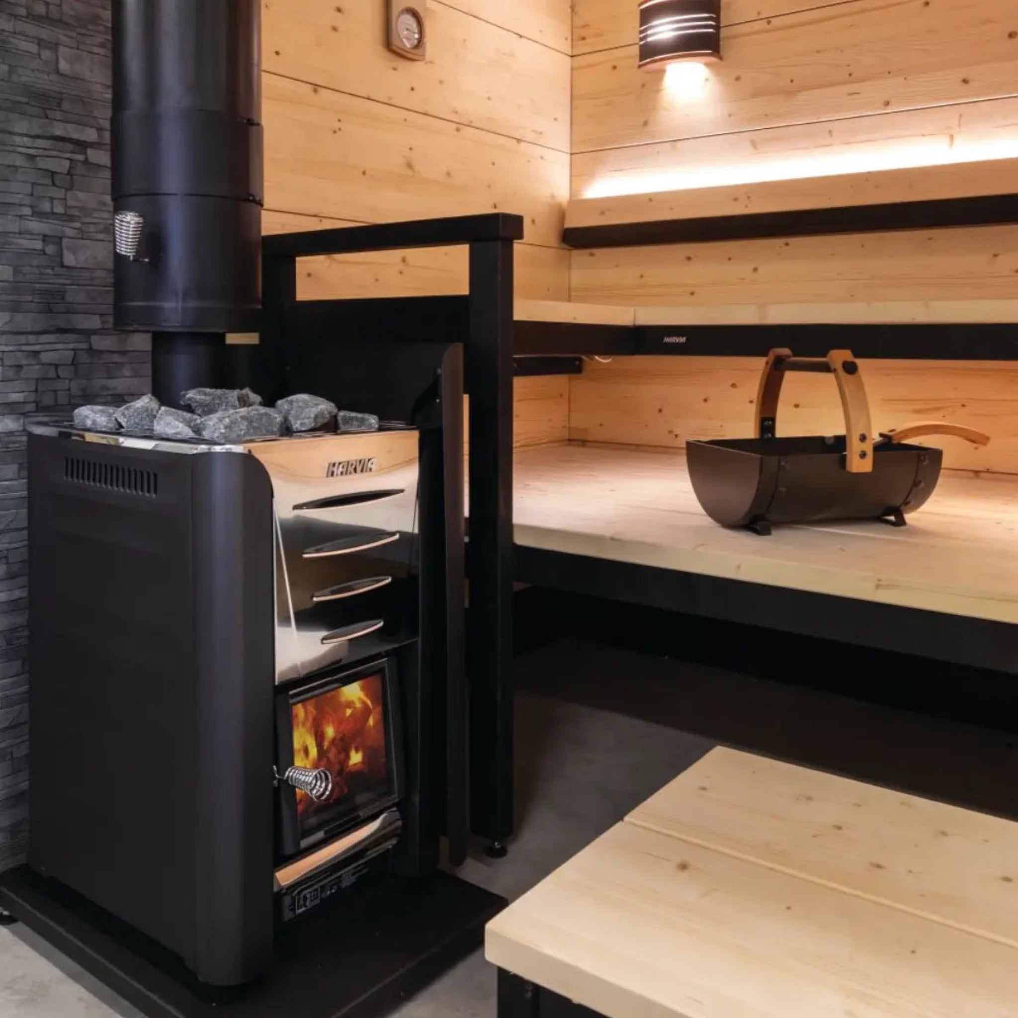 Harvia Pro 20 WKPR20M wood-burning sauna stove — alternate angle view
