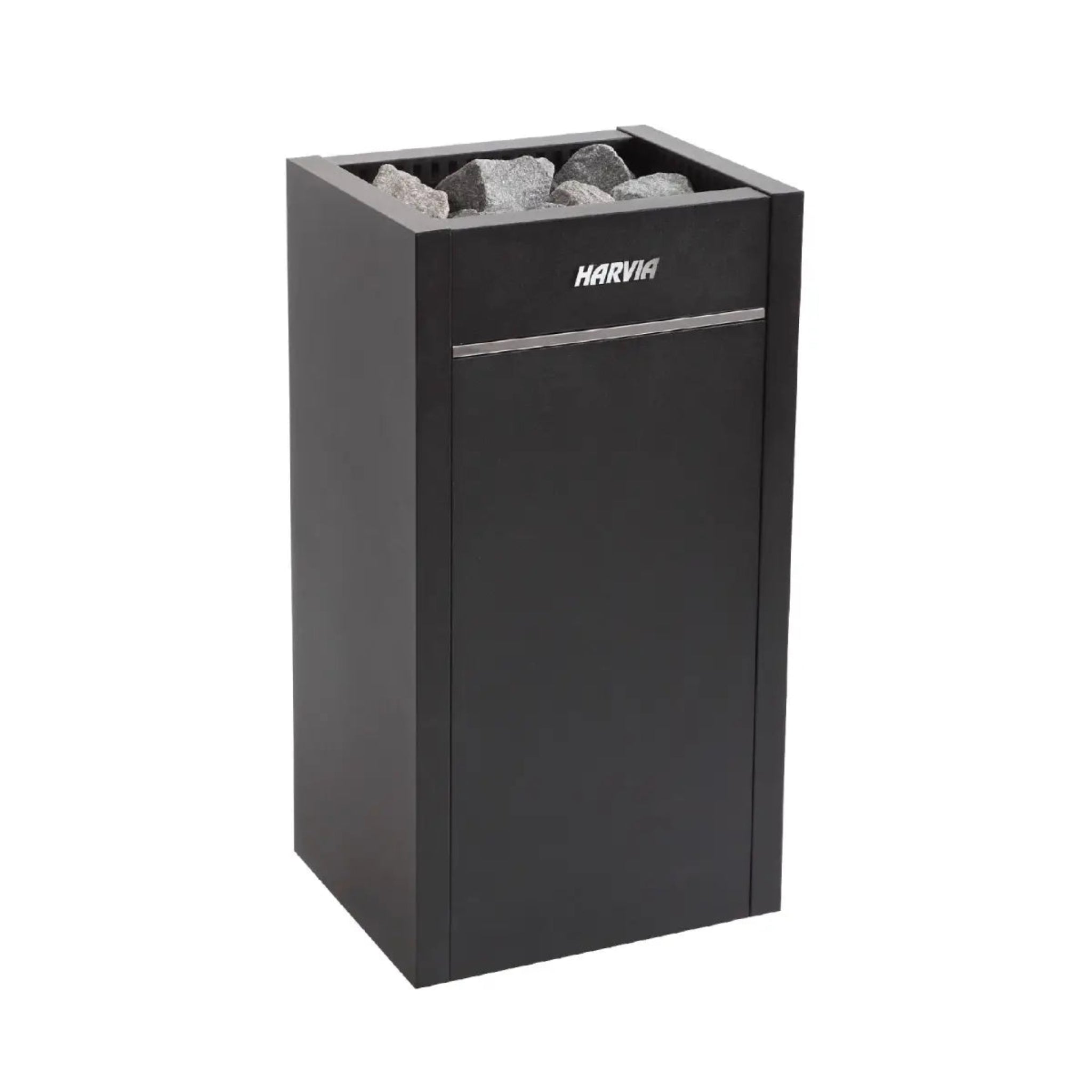 Harvia Virta HL80 8kW floor-standing electric sauna heater — stainless steel front view