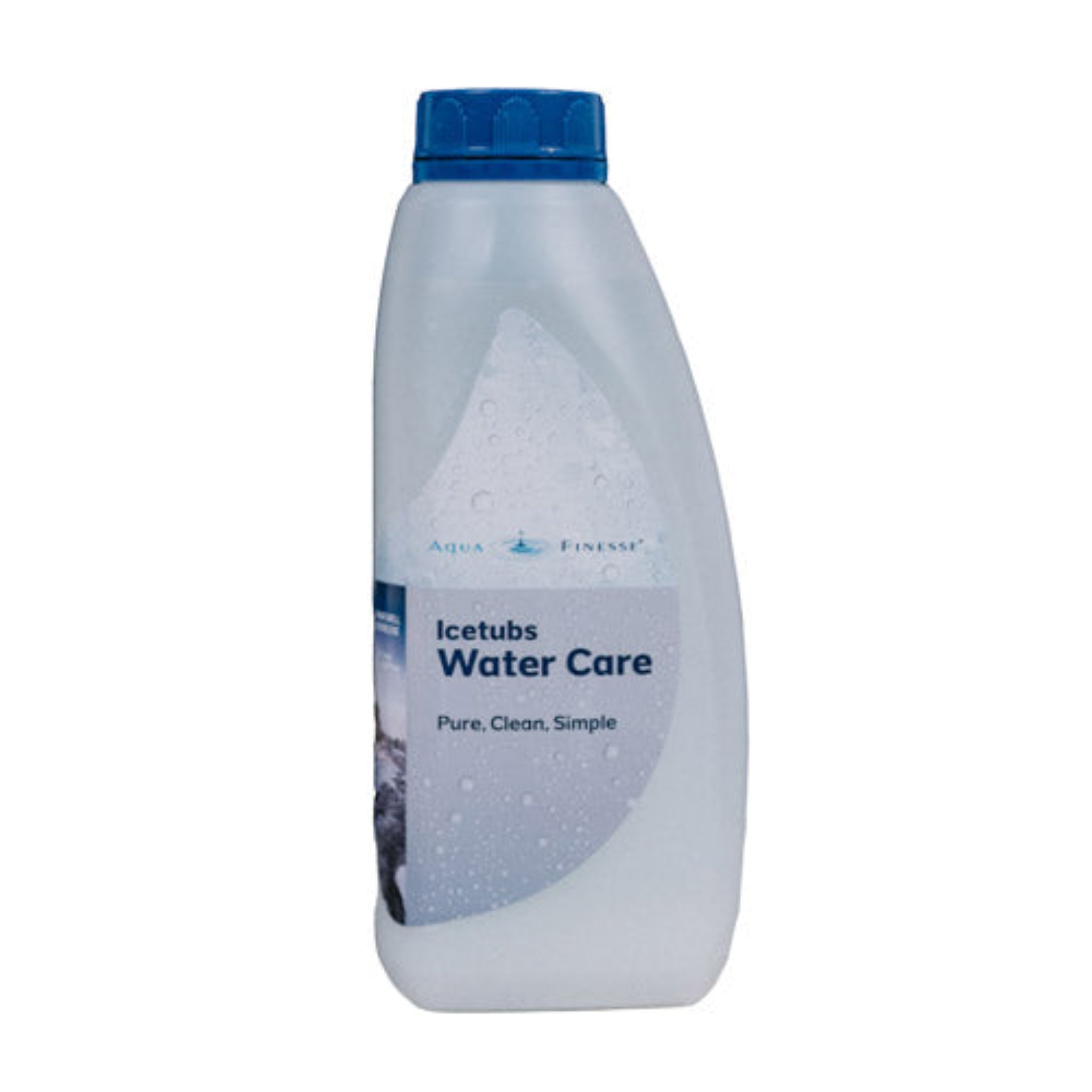 Bottle of Aqua Finesse Ice Tubs Water Care on a white background