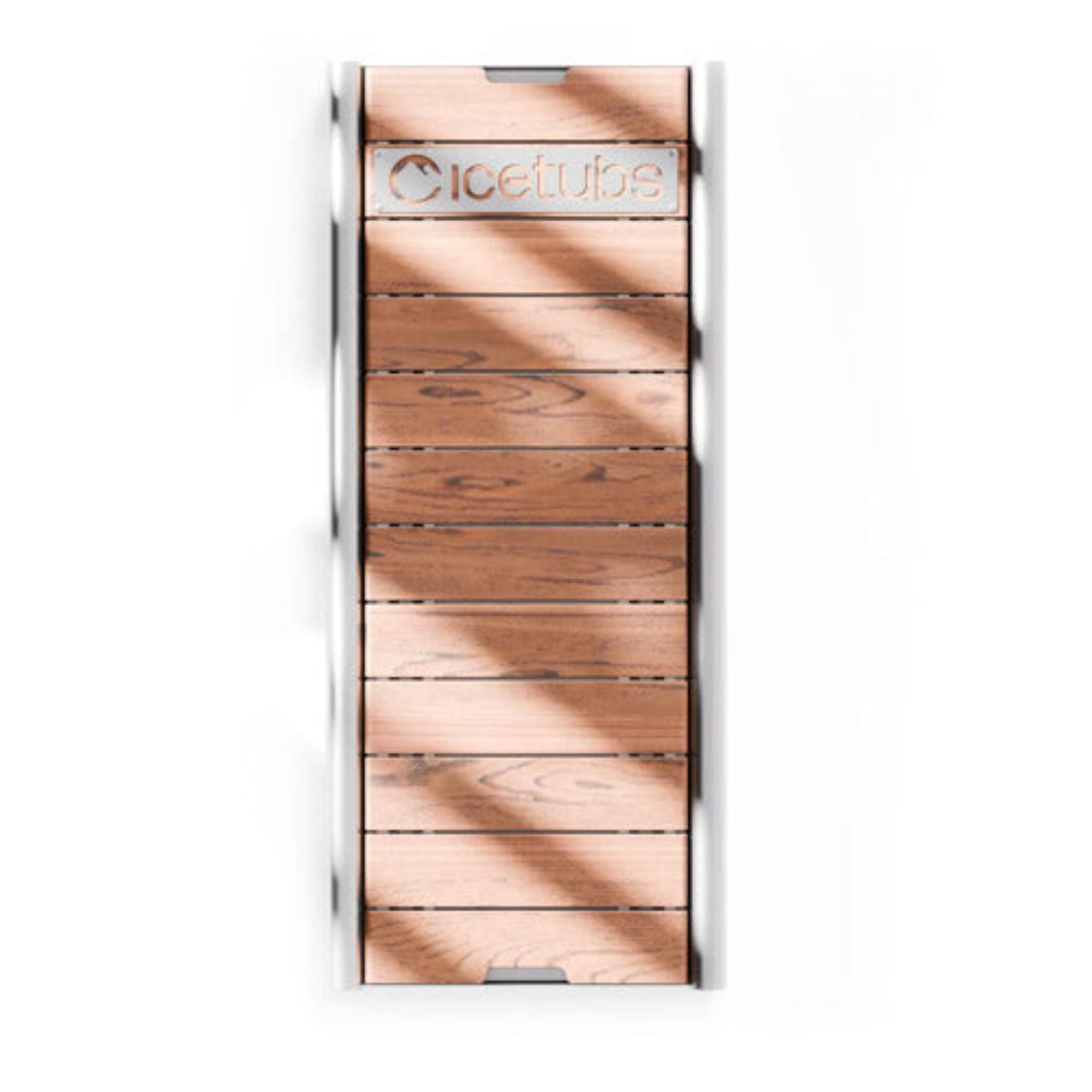 Large Wooden drip tray with 'IceTubs' branding on a white background