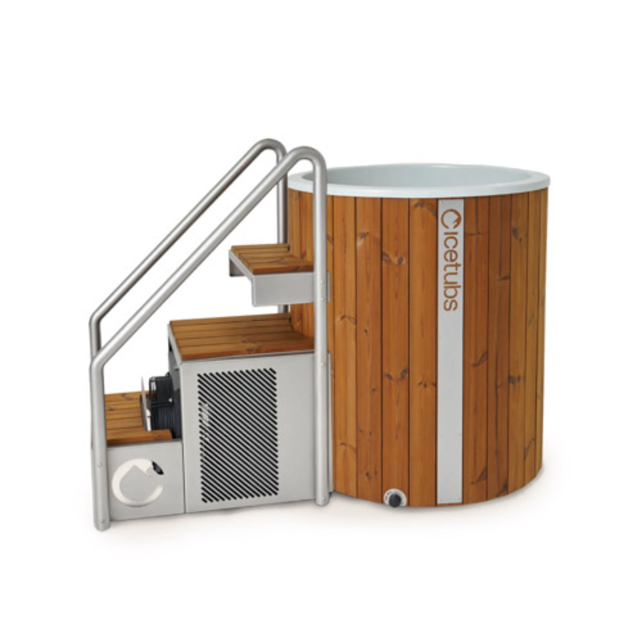 Icetubs IceBarrel XL Cold Plunge Tub with Heating & Cooling – Thermowood & Fiberglass with Stairs