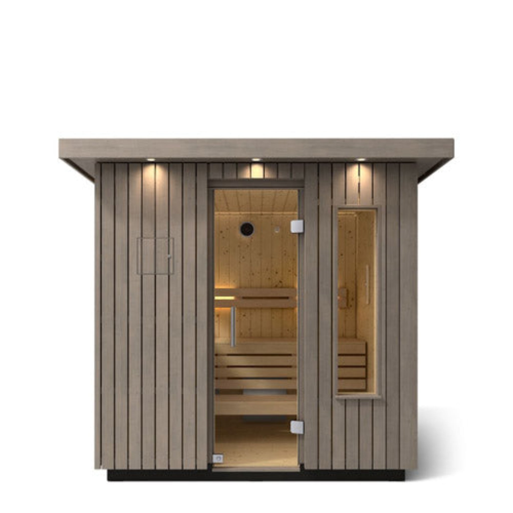 Kohler C2 Outdoor Sauna – tempered glass door and window detail