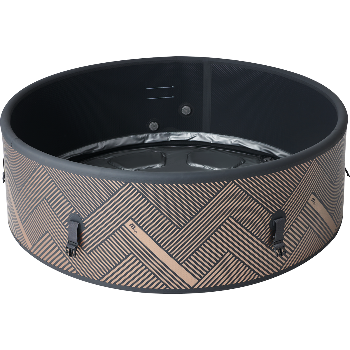 MSPA Verto Series rigid hot tub with unique geometric pattern for up to 6 persons, perfect for relaxation and enjoyment.