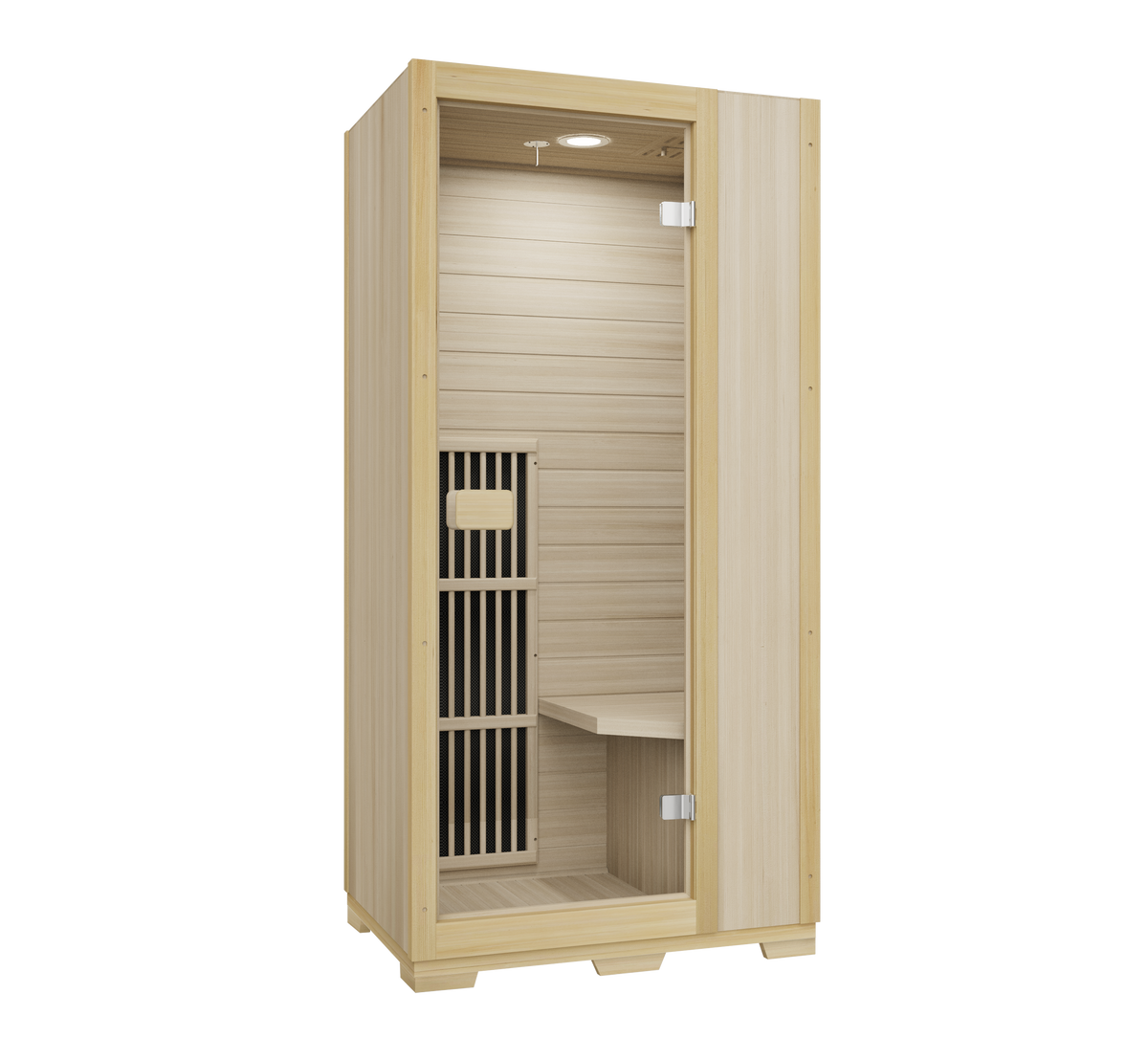 Blisspod Vienna 1-Person Far Infrared Sauna made of Canadian Hemlock with low EMF features.