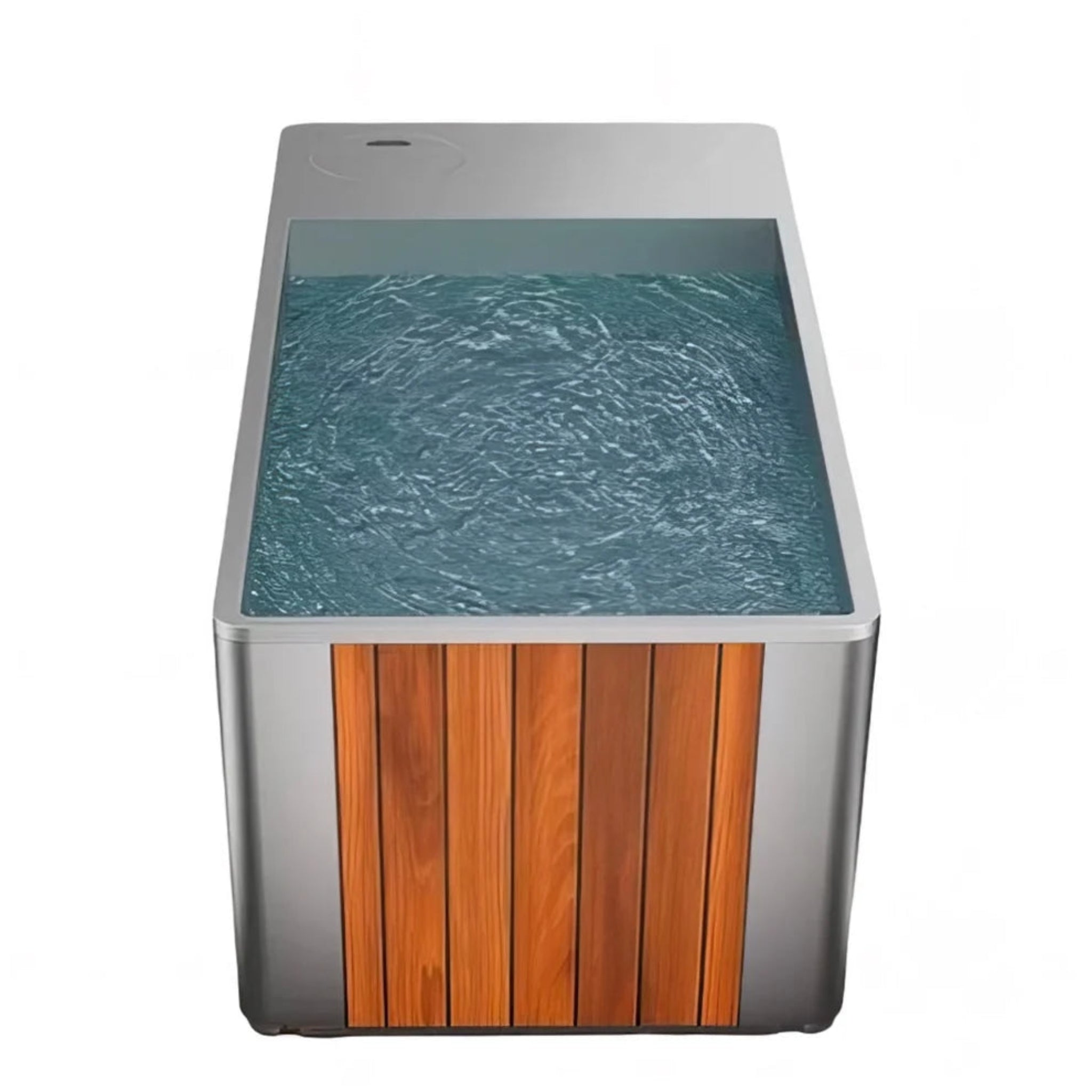 Silver and Brown Orivon tub side view, on a white back ground