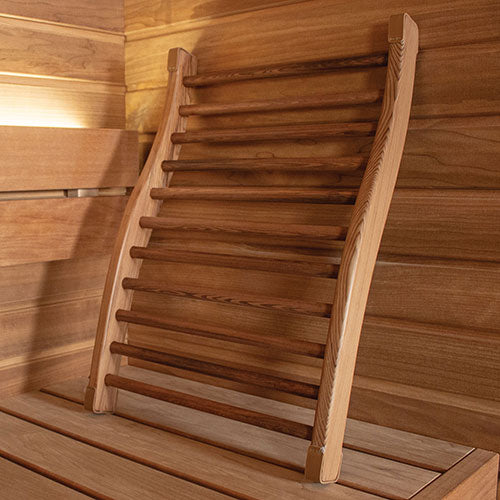 PROSAUNAS S-Shaped Sauna Backrest | Ergonomic Wood Back Support | Pine or Cedar