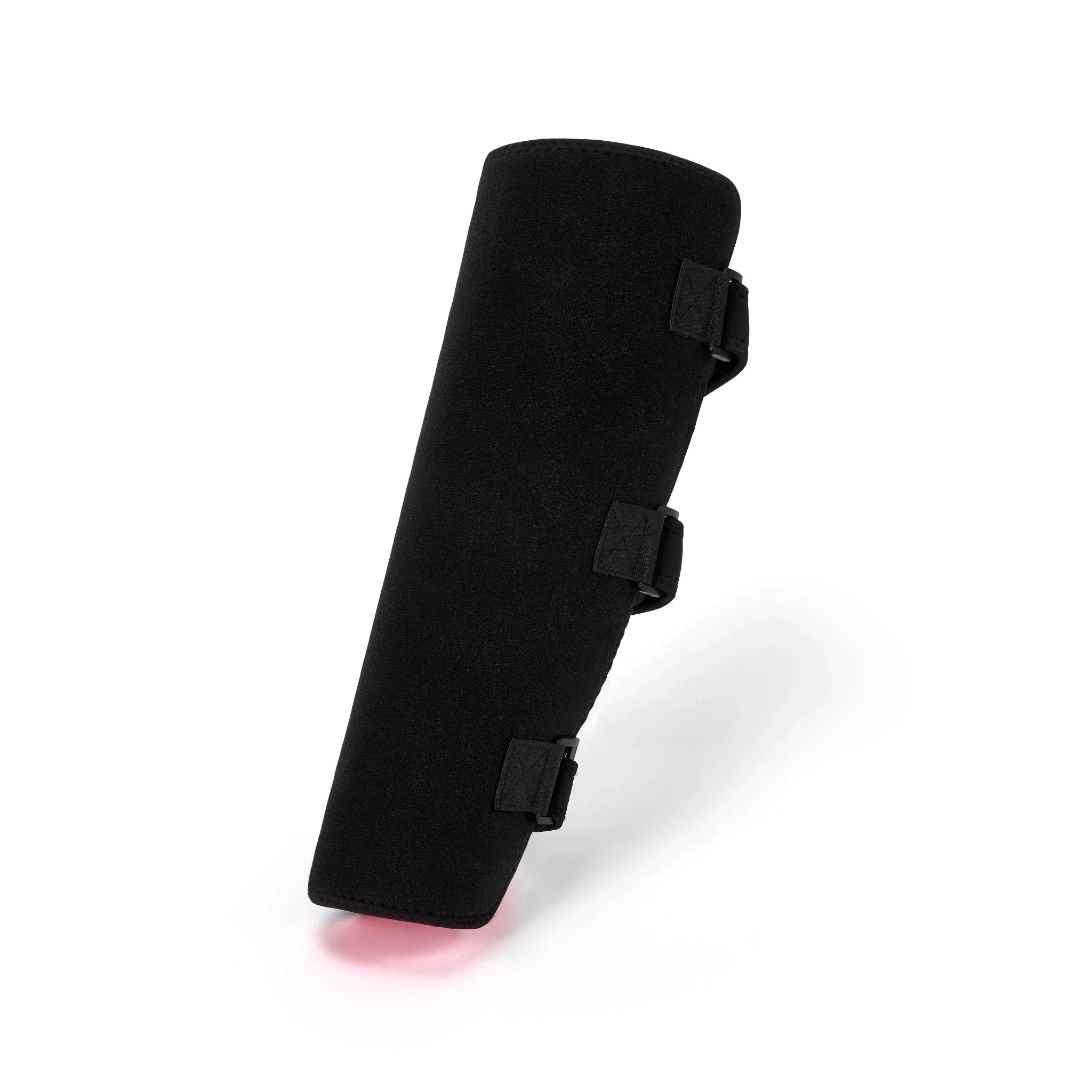 Nicebeam Black leg wrap with glowing red light on a white background 
