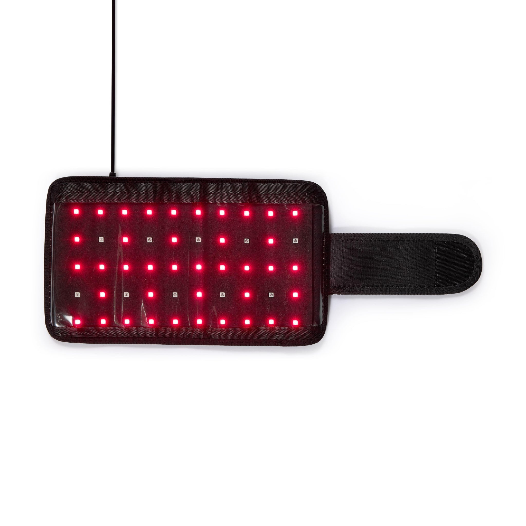 Rectangular LED panel with red lights on a white background