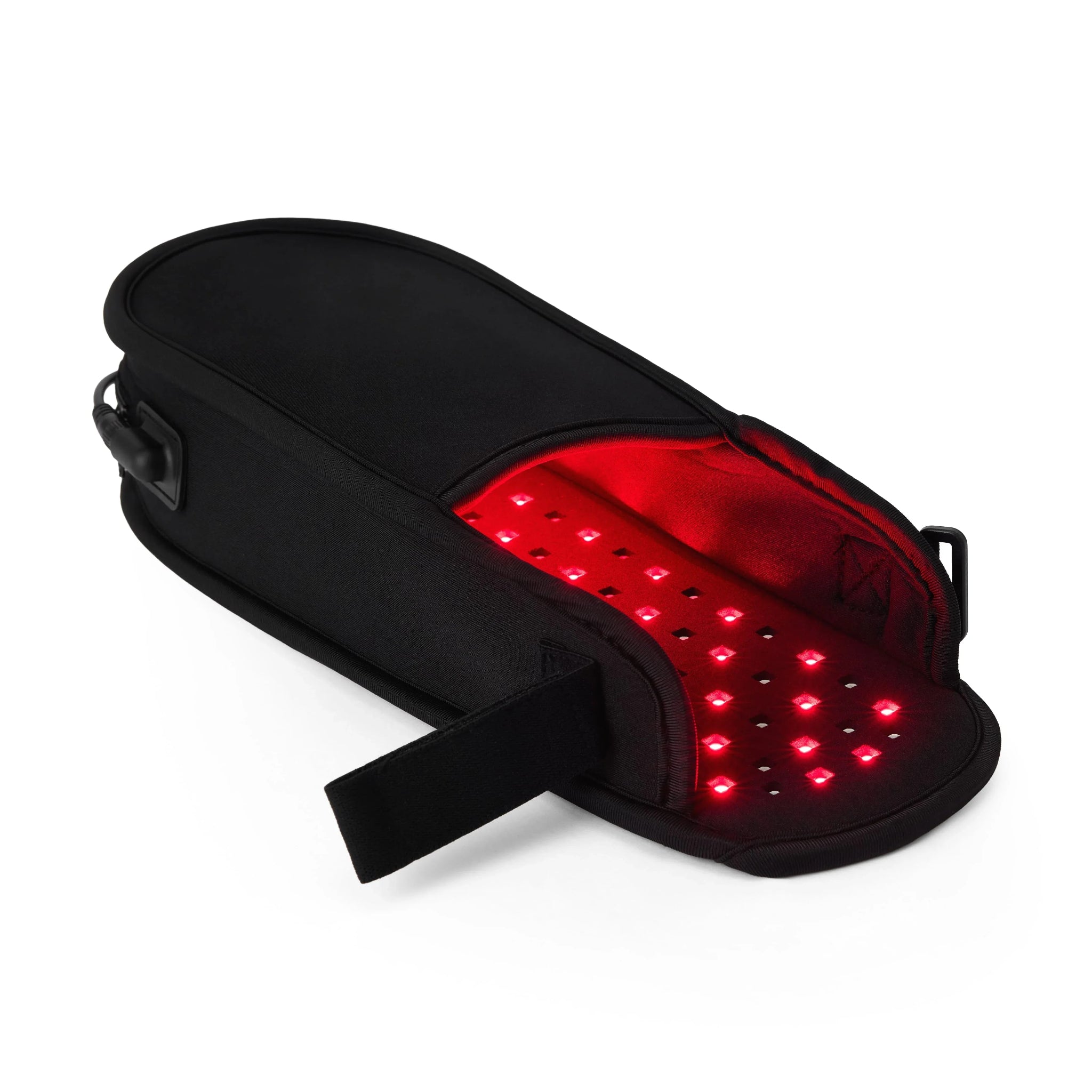 Black Nicebeam red light slipperd with red LED lights on a white background