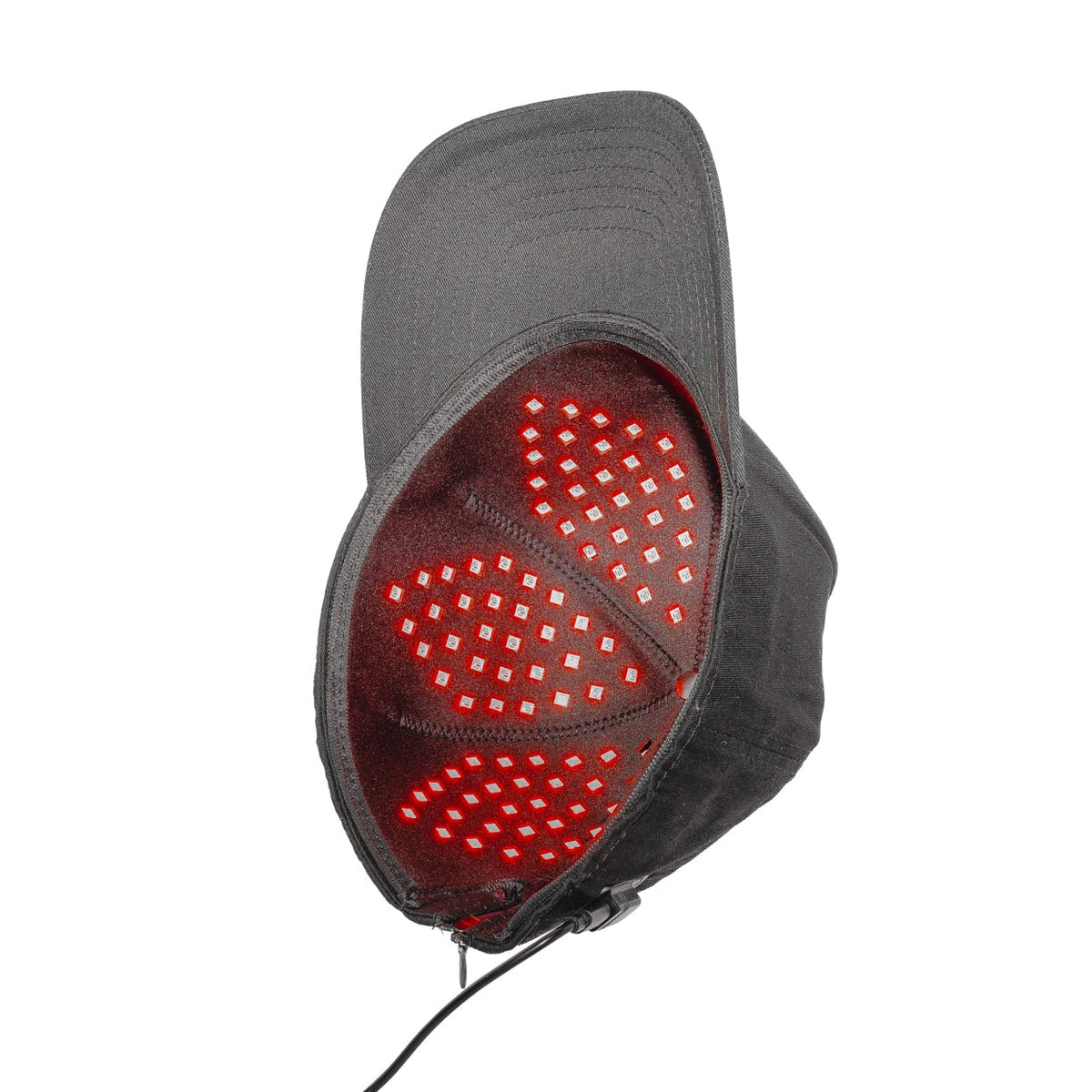Red Light Pro Devices Red Light Therapy Hat | 900 LEDs | 5 Wavelengths | Full Scalp Coverage shown on a gray cap.