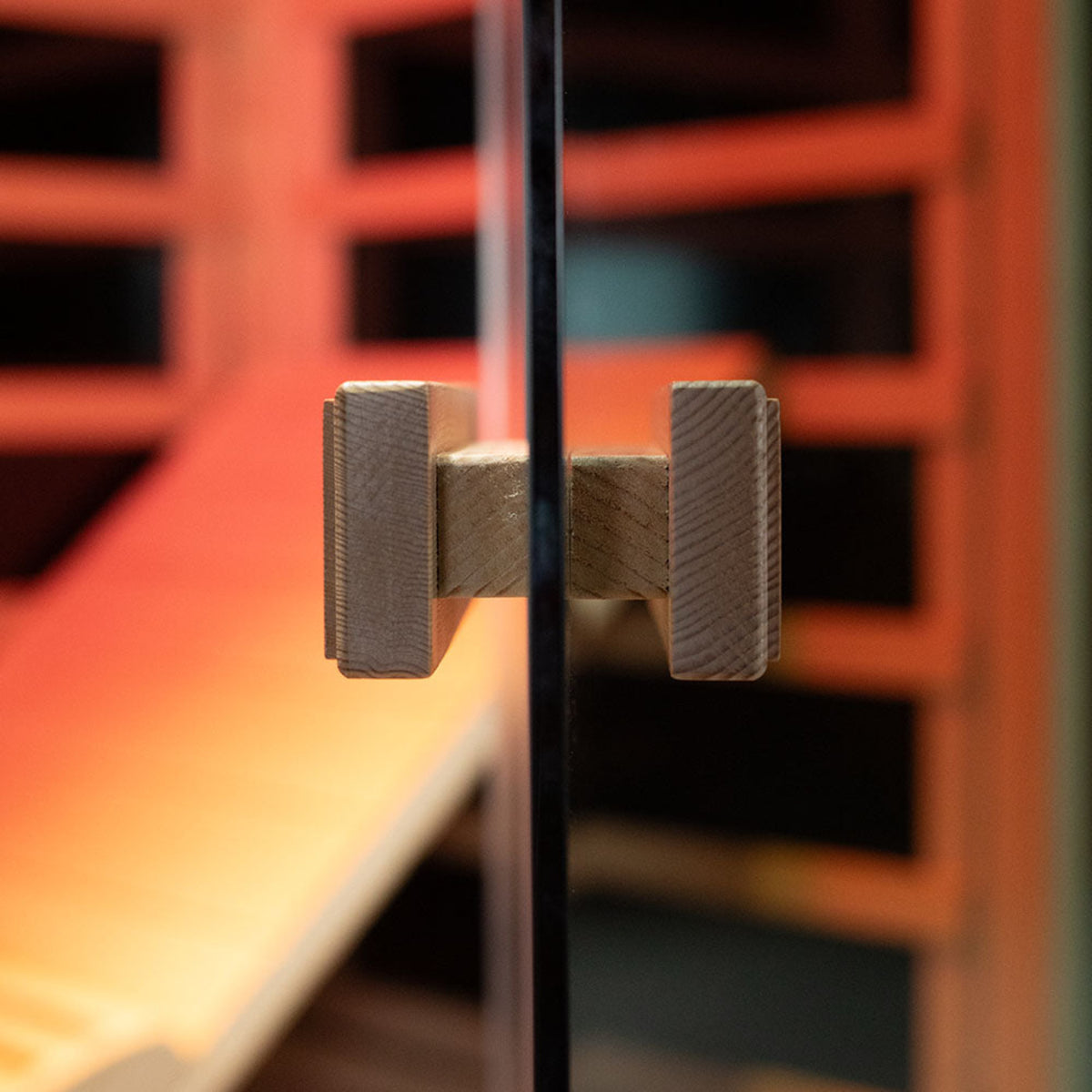 Wizzisaunas S03 3-person infrared sauna – side view of door handle