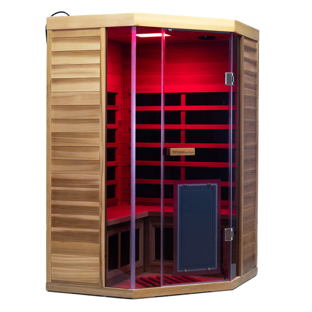 Wizzisaunas S07 Red Cedar infrared sauna –side angle view