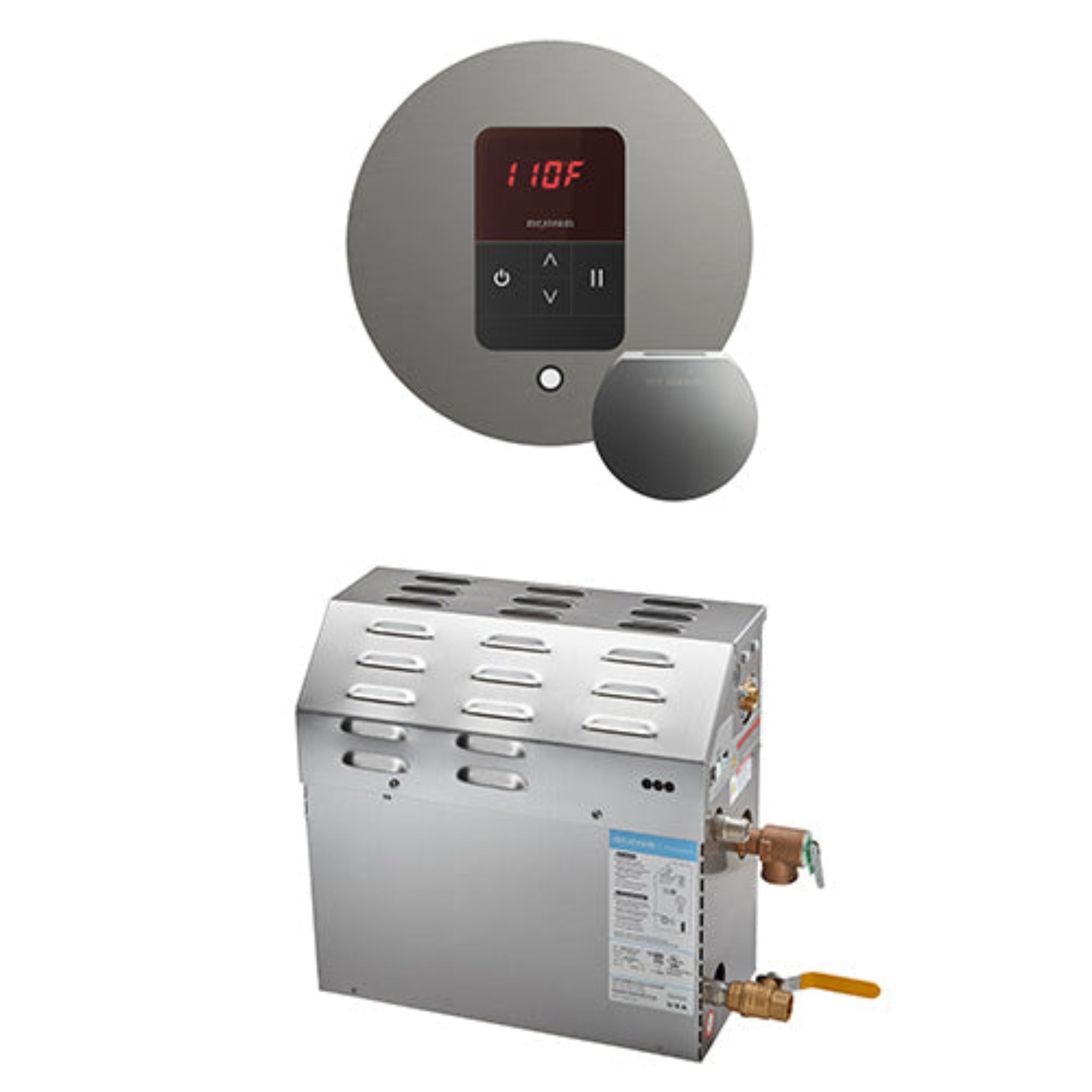 Steam generator and Satin Steel control panel on a white background