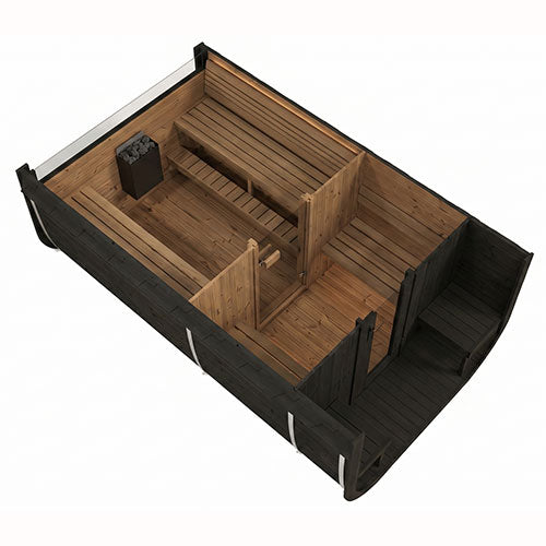 Outdoor Cube Sauna Suite | SaunaLife CUBE-Series CL12GCPB | 8-Person Black