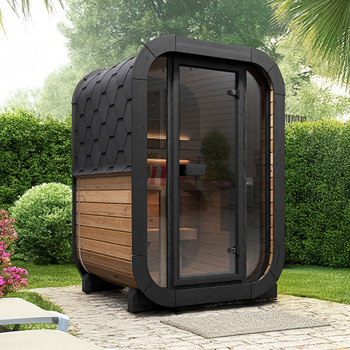 SaunaLife Cube CL3G Outdoor Sauna Kit - 2 Person Glass Front Home Sauna