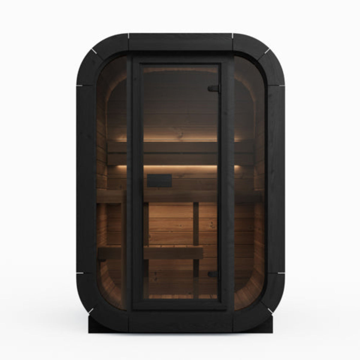 SaunaLife CUBE-Series Model CL3GB Outdoor Cube Sauna front view on a white background