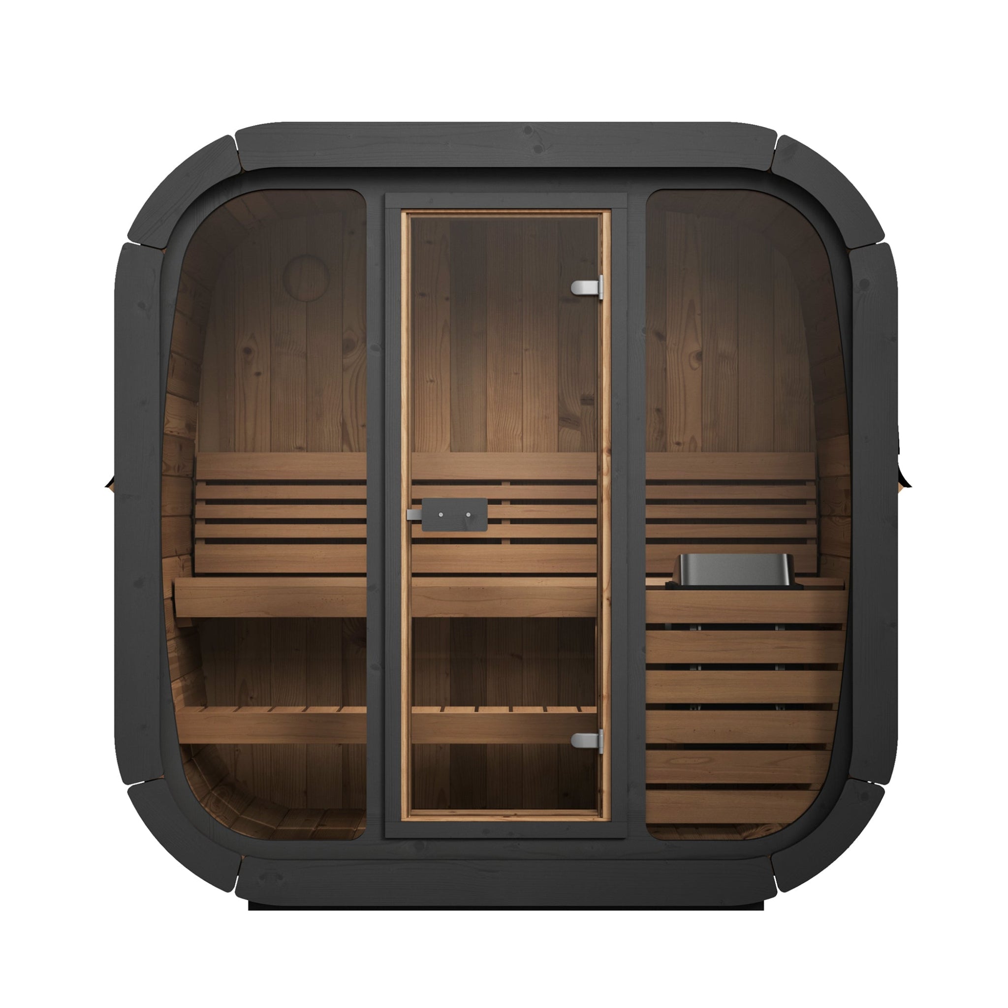 SaunaLife CL4G cube outdoor sauna kit front viw
