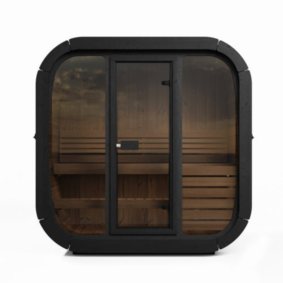 SaunaLife CUBE-Series Model CL4GB Outdoor Cube Sauna front view