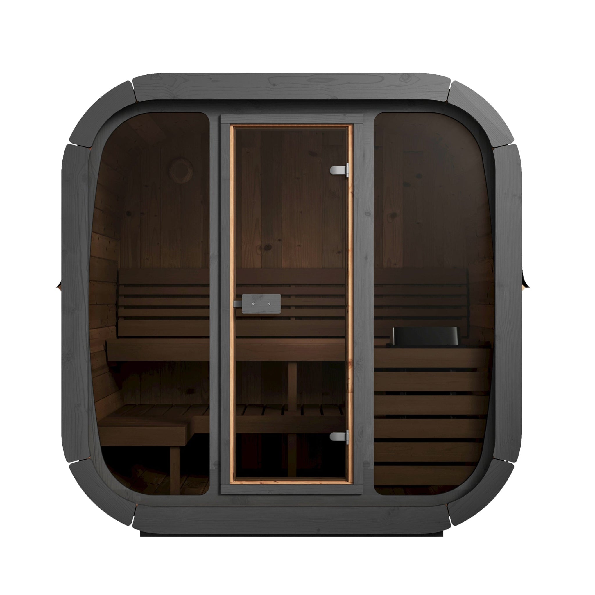 SaunaLife CL5G cube outdoor sauna frnt view