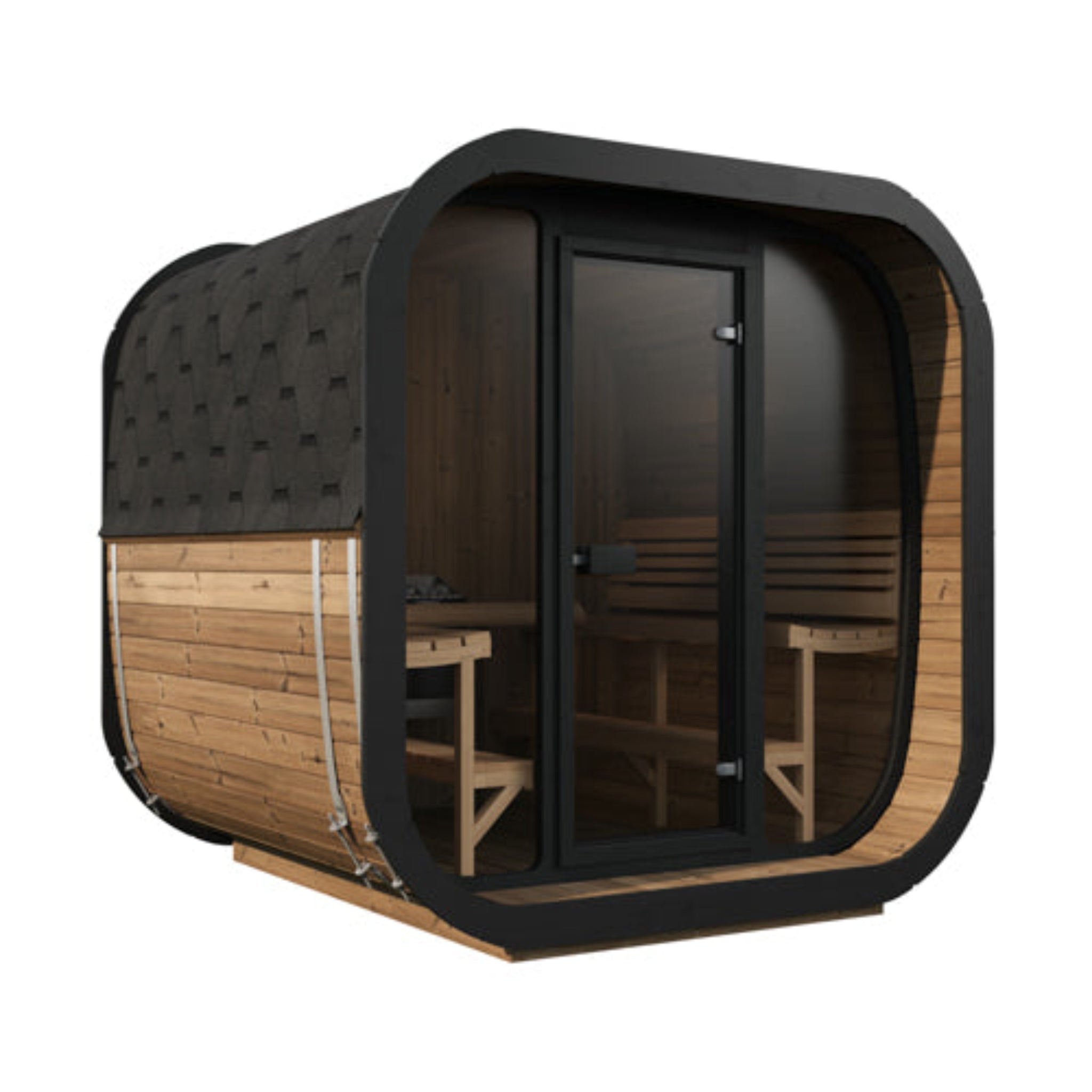 SaunaLife Cube-Series Model CL7G 6-Person Outdoor Sauna Kit – Front View