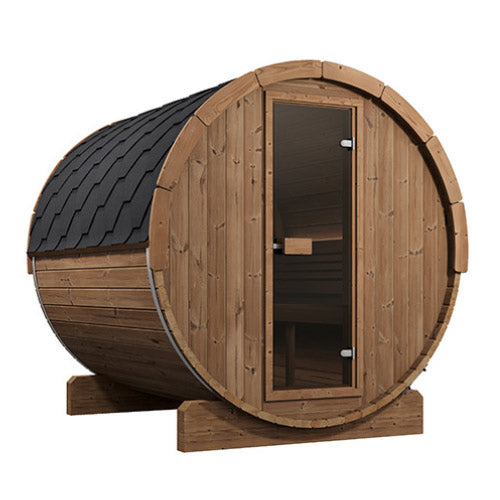 Outdoor Barrel Sauna | SaunaLife ERGO-Series E8B | 6-Person Black