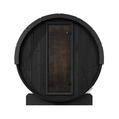 Outdoor Barrel Sauna | SaunaLife ERGO-Series E8B | 6-Person Black
