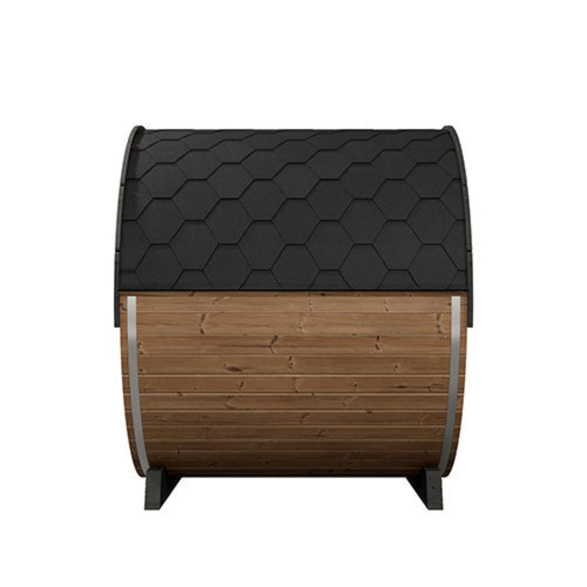 SaunaLife Ergo Elegance-Series Model EE8G Outdoor Barrel Sauna on a white background side view