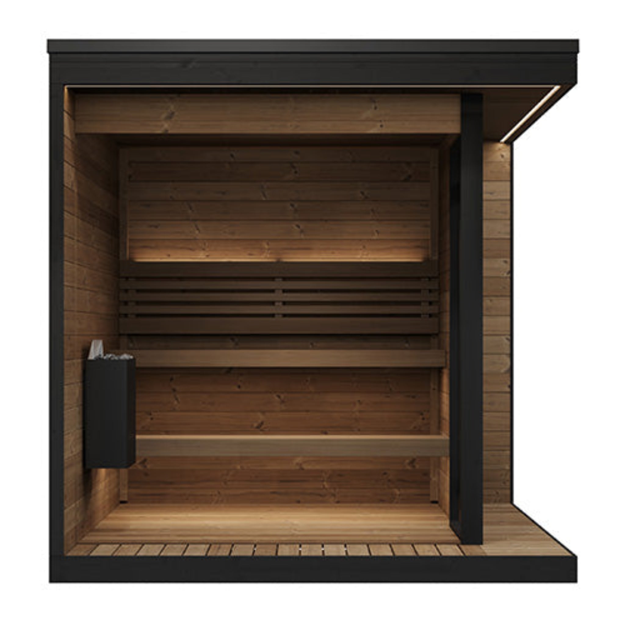 SaunaLife GL6 outdoor sauna kit — additional exterior view showing Nordic spruce wall construction