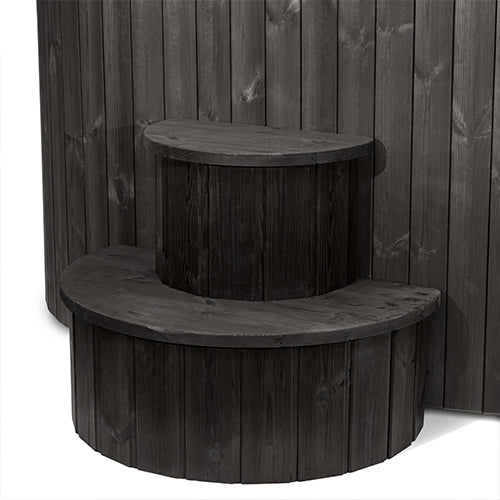 hot and cold immersion tub seating and design in dark wood finish