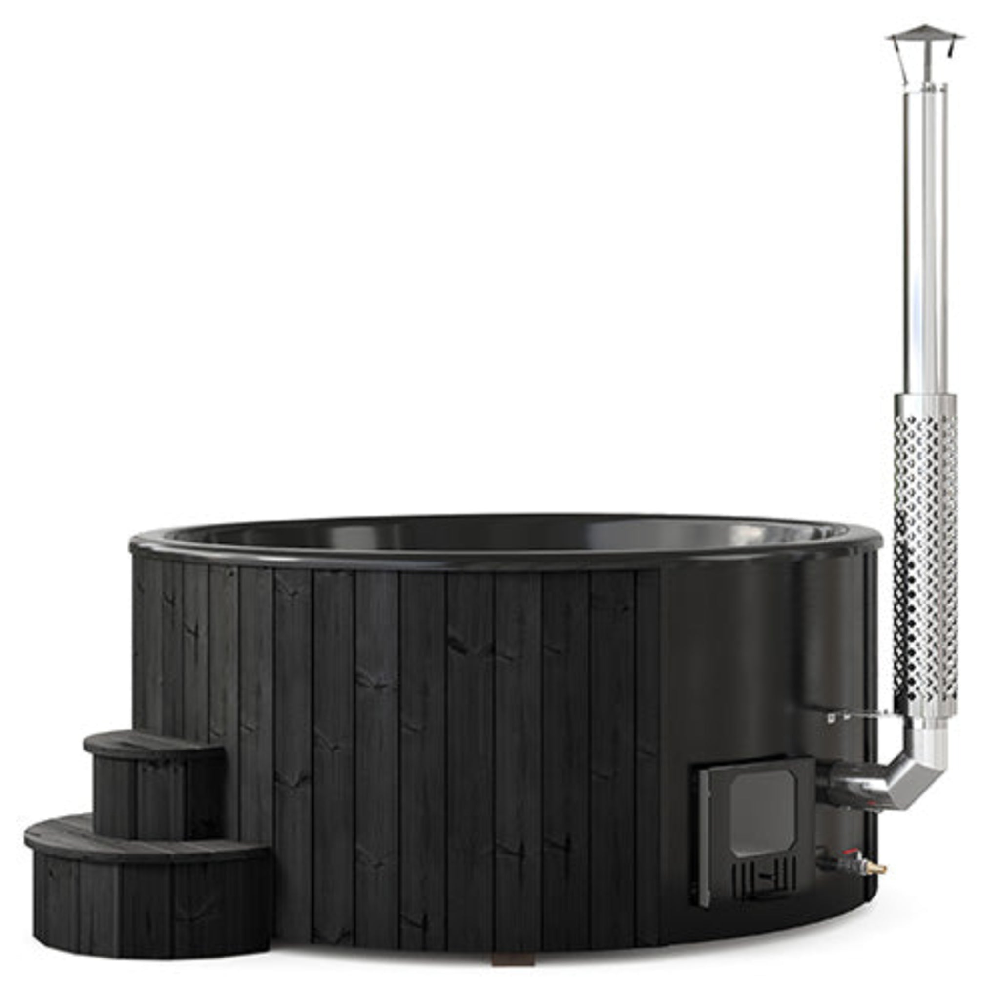 Black Saunalife S6B hot tub on a white background