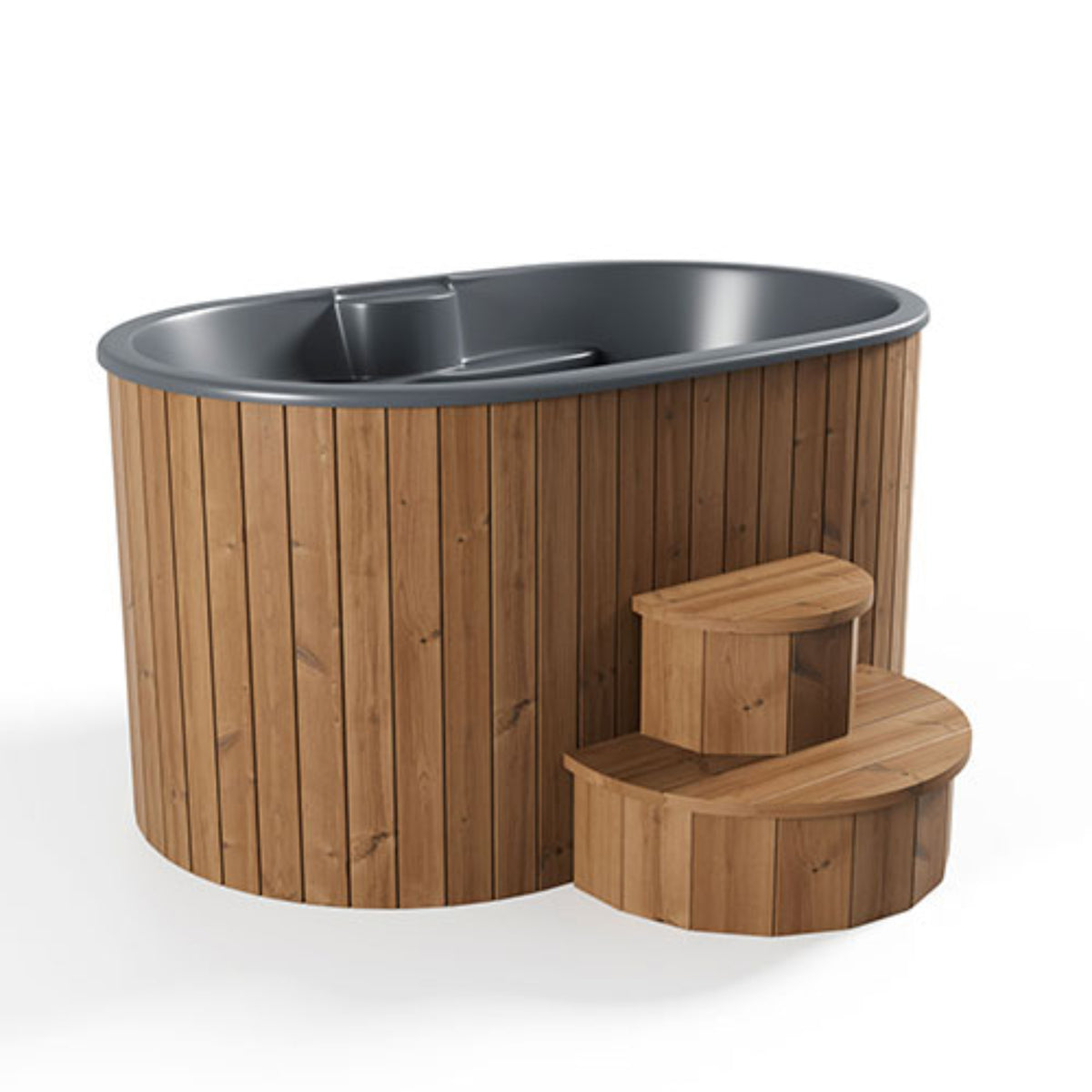 SaunaLife S2N cold and hot immersion tub front view with stairs
