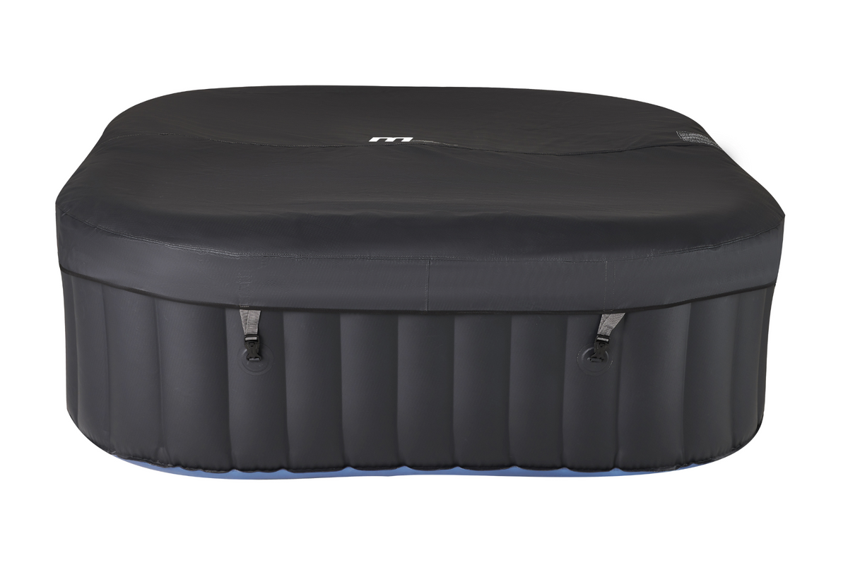 Black inflatable hot tub on a white background