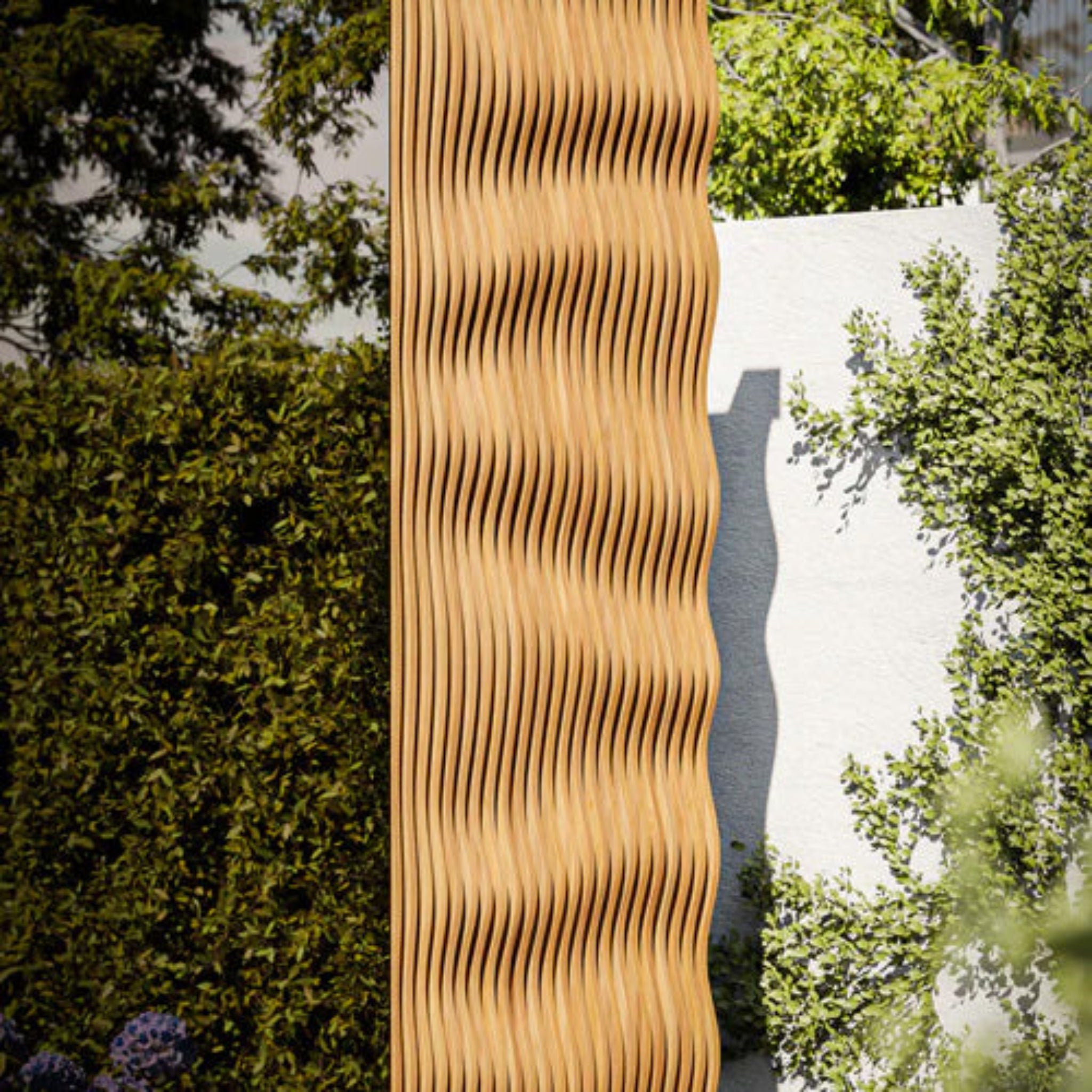 ThermaSol Ombra Sauna Cabin exterior view with Stopsol Bronze tinted glass front and thermally modified Ipe Lapacho wood panels close up