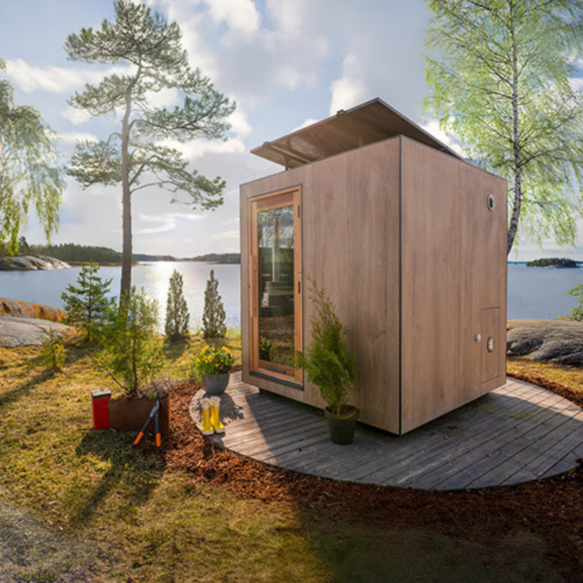 Thermasol Solaris in a natural setting with trees and water in the background
