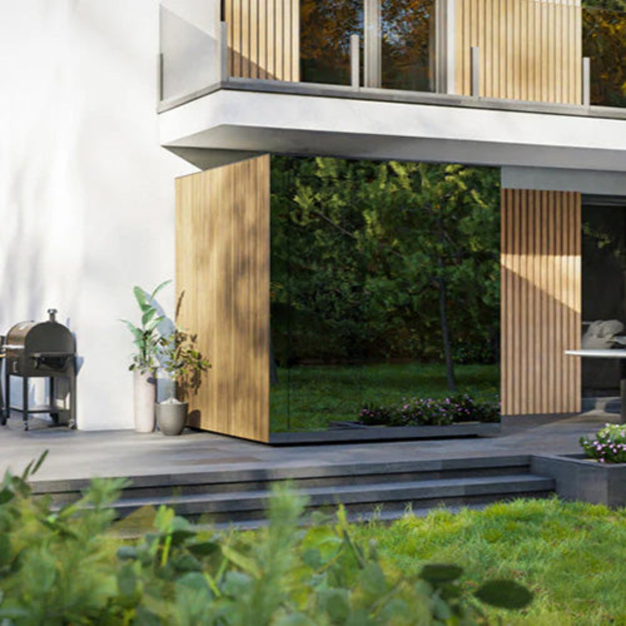 ThermaSol Spectra outdoor sauna cabin side profile view
