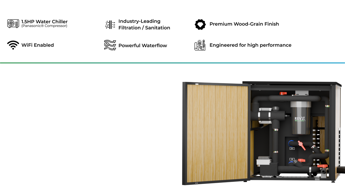 RevX LUX chiller and filtration cabinet feature graphic