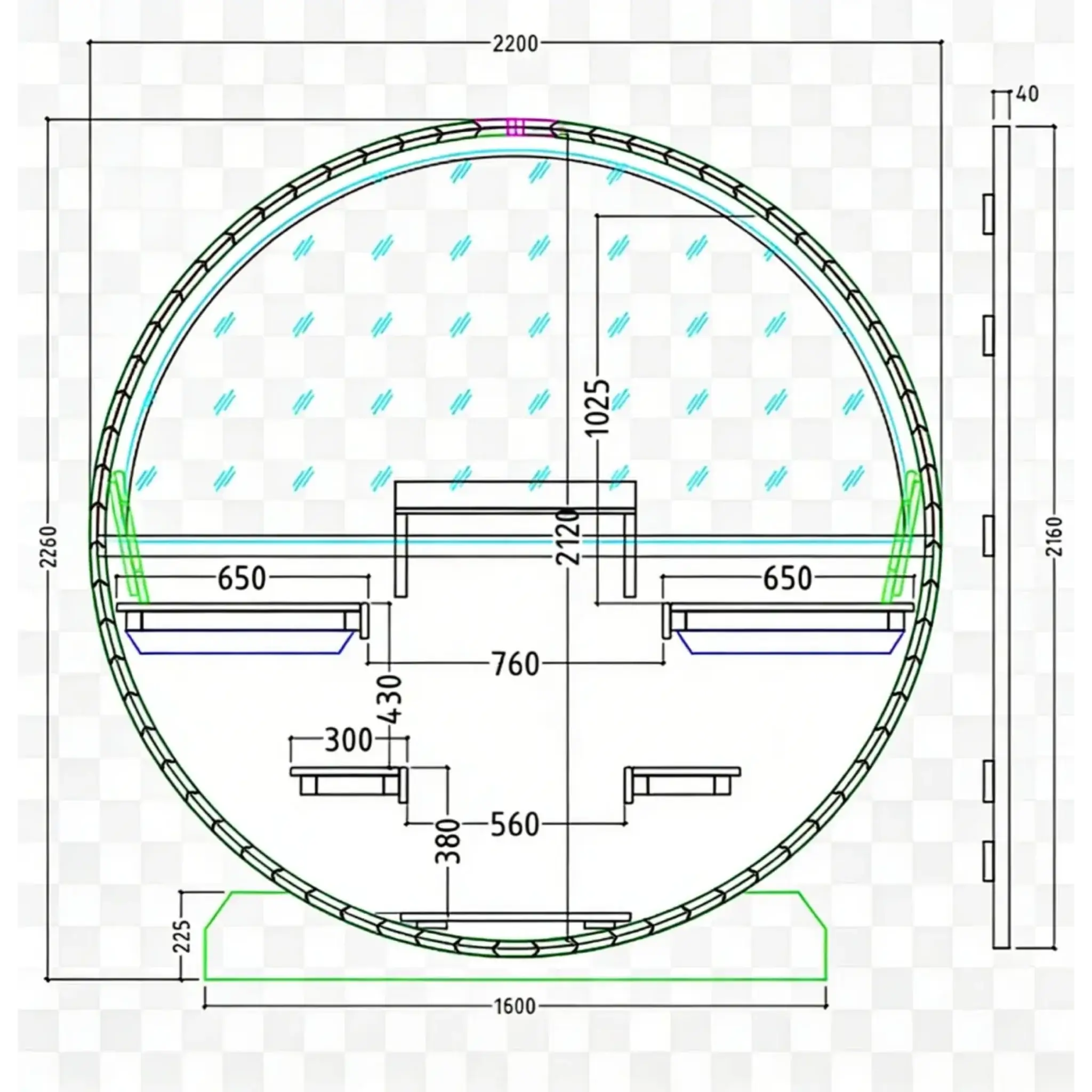 Vassa Finnish Barrel Sauna with WiFi Heater diagram 2