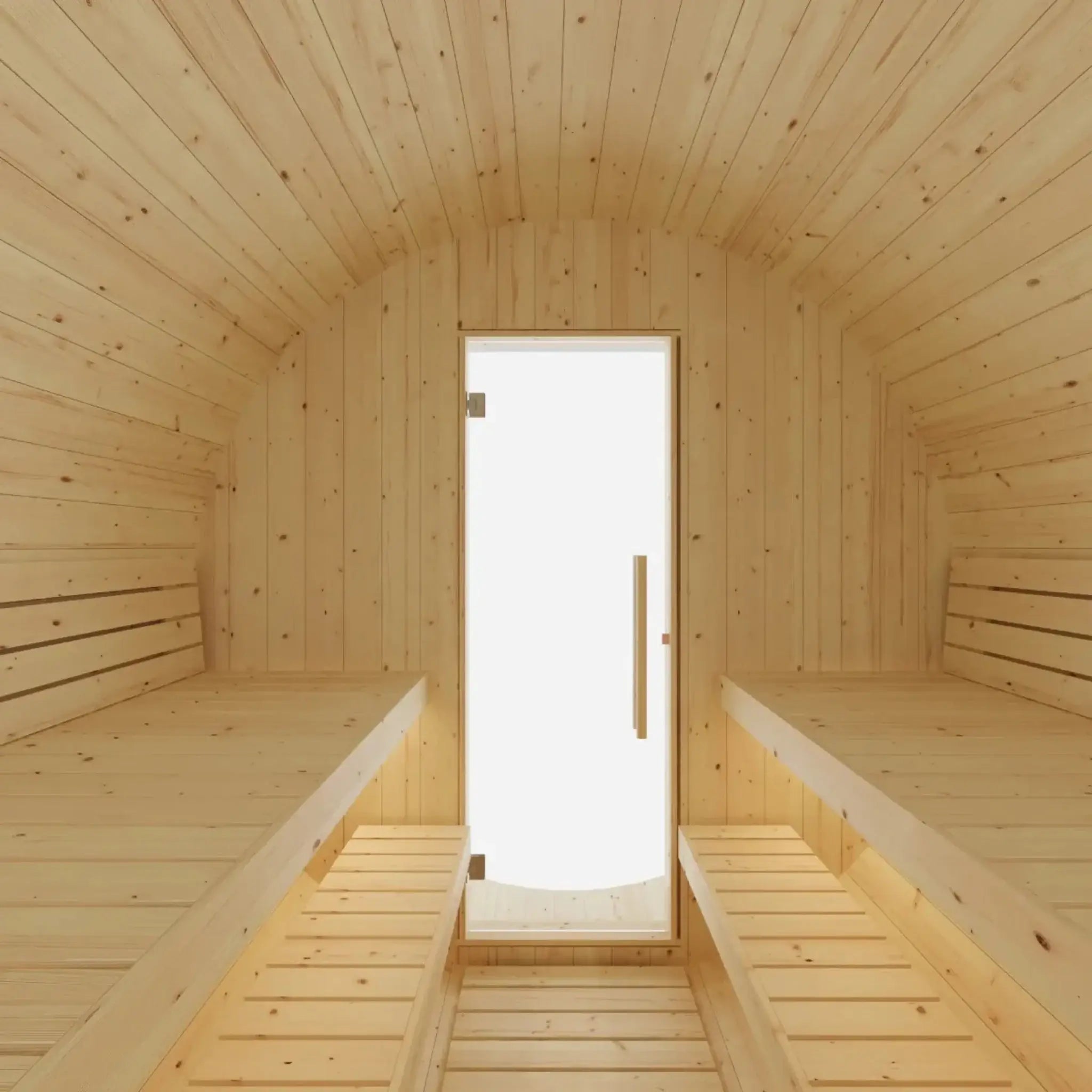 Vassa Finnish Barrel Sauna with WiFi Heater inside door view