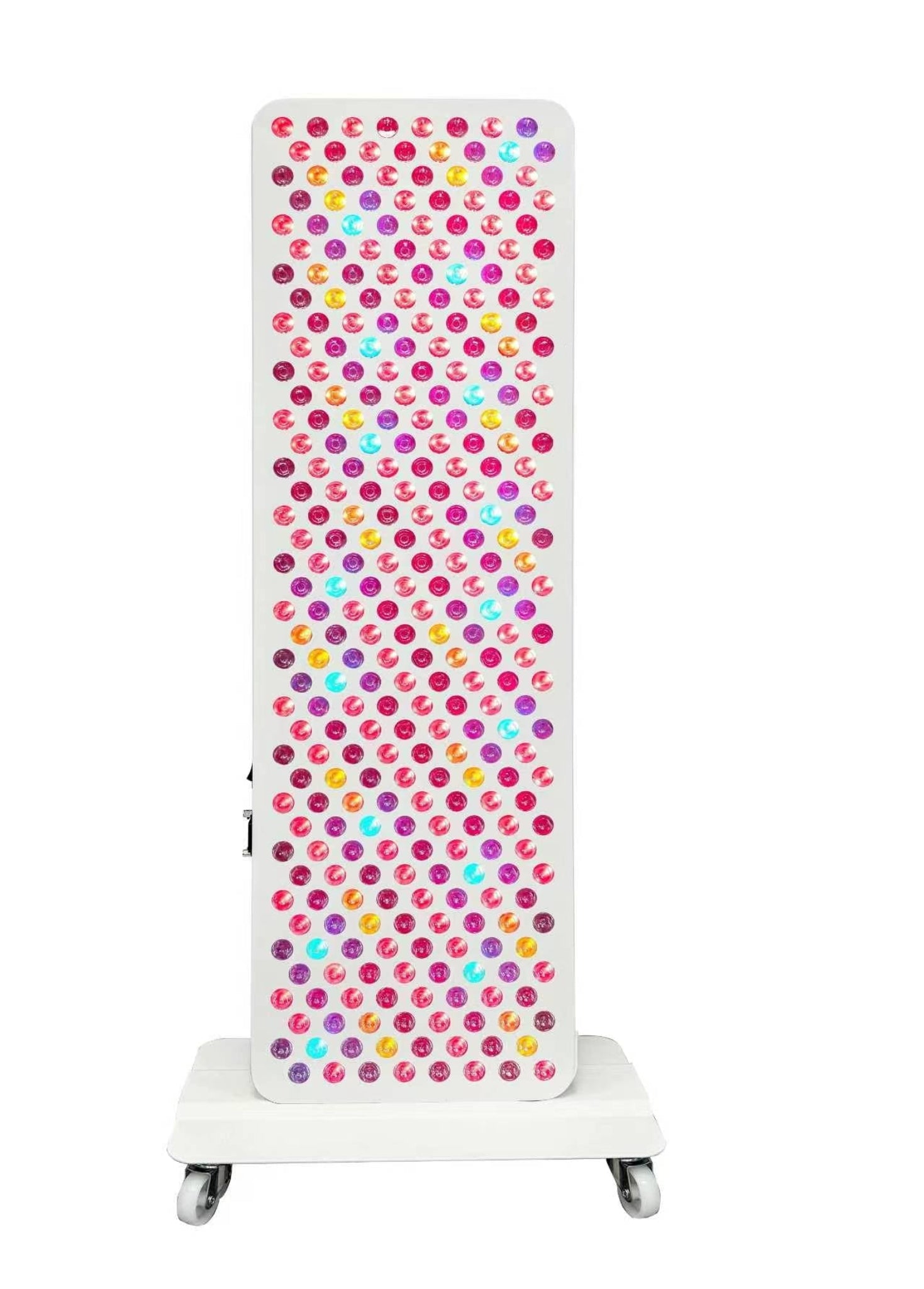Nicebeam light therapy with colorful polka dot pattern on a white background