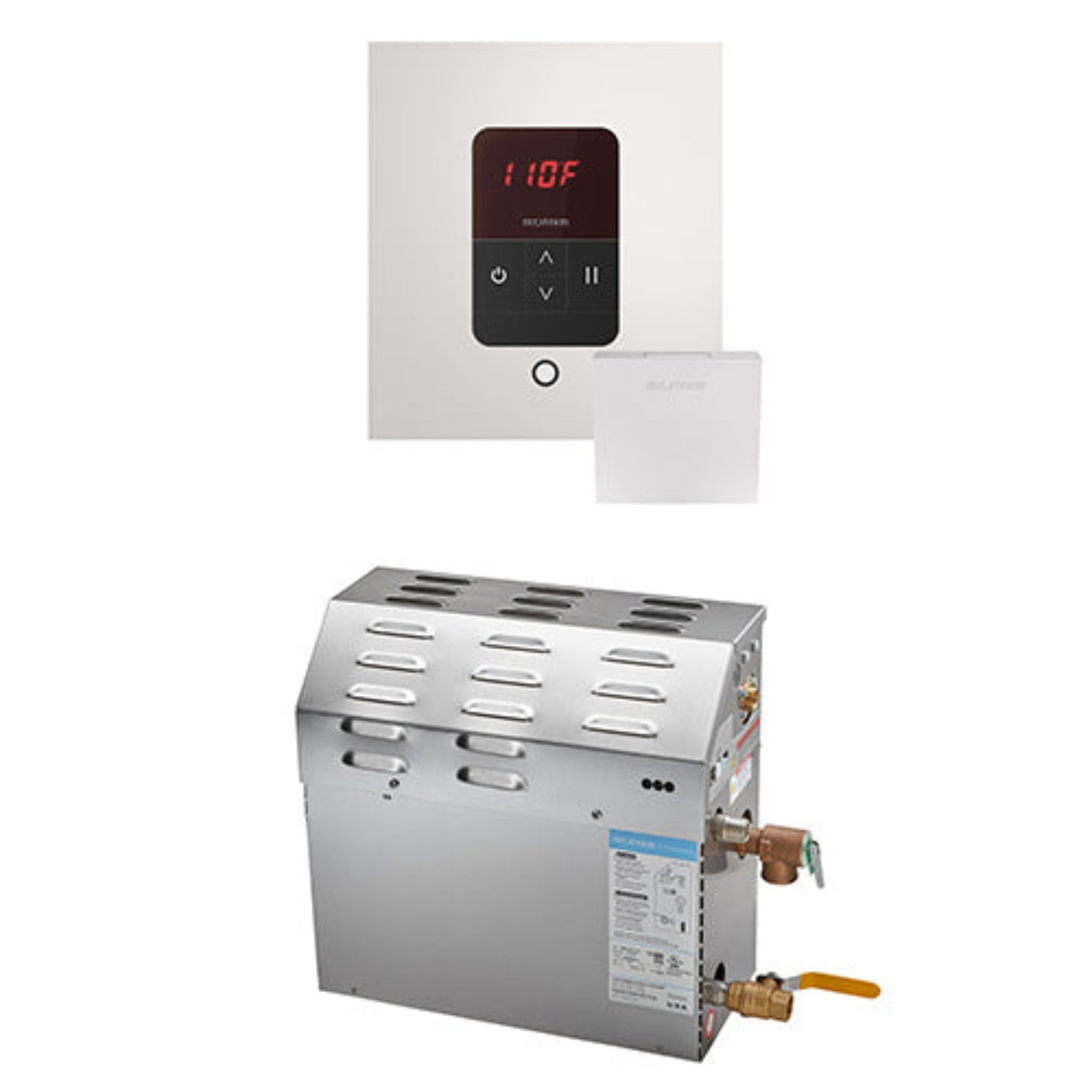 Steam Generator with white square digital control panel on a white background