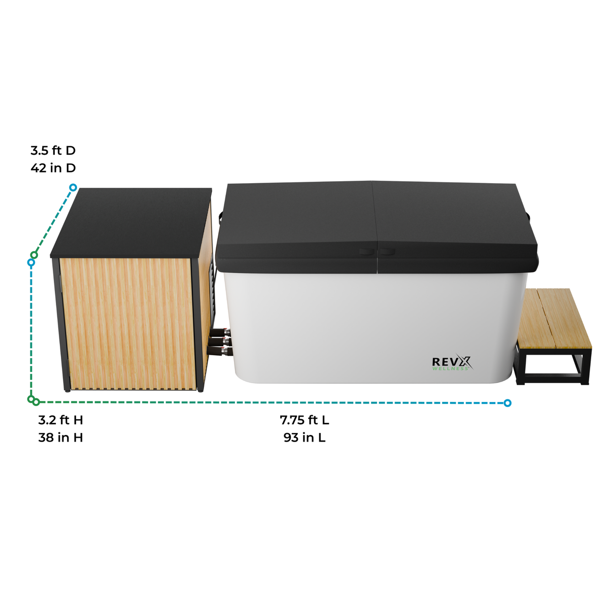 RevX Acrylic X Tub and LUX system footprint diagram