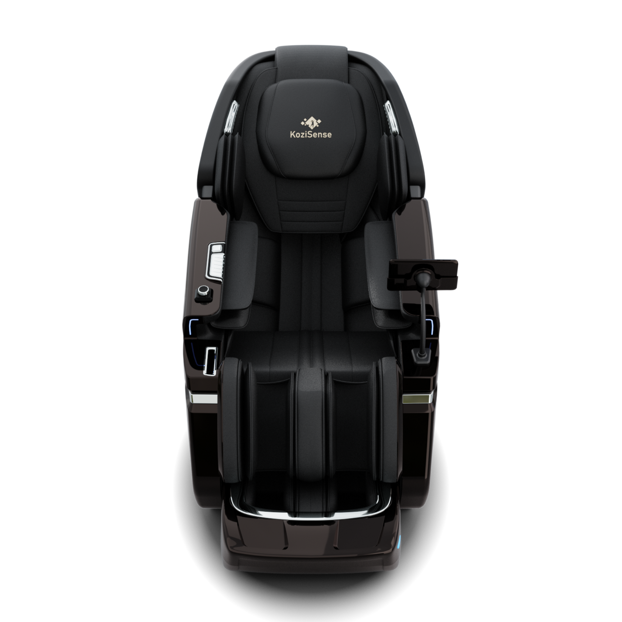 "KoziSense L66 4D + 3D dual mechanism luxury massage chair in black with SL-track, graphene heating, and zero gravity recline."