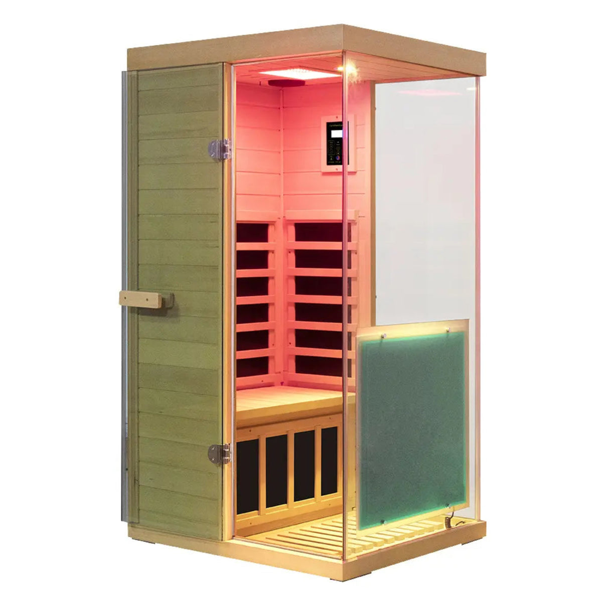 Wizzisaunas 909MX mini infrared sauna with door open