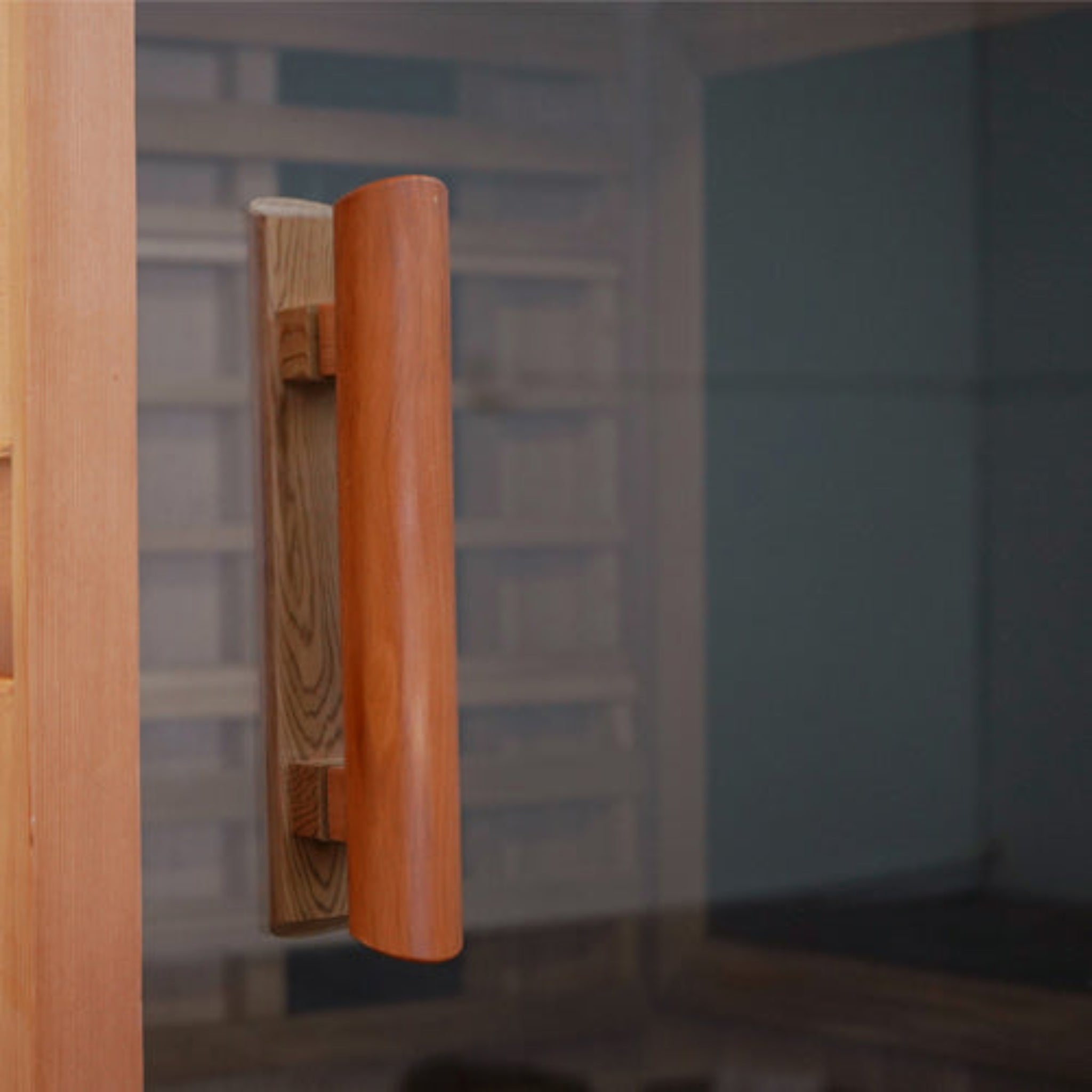Finnmark FD-2 infrared sauna tempered glass door handle detail