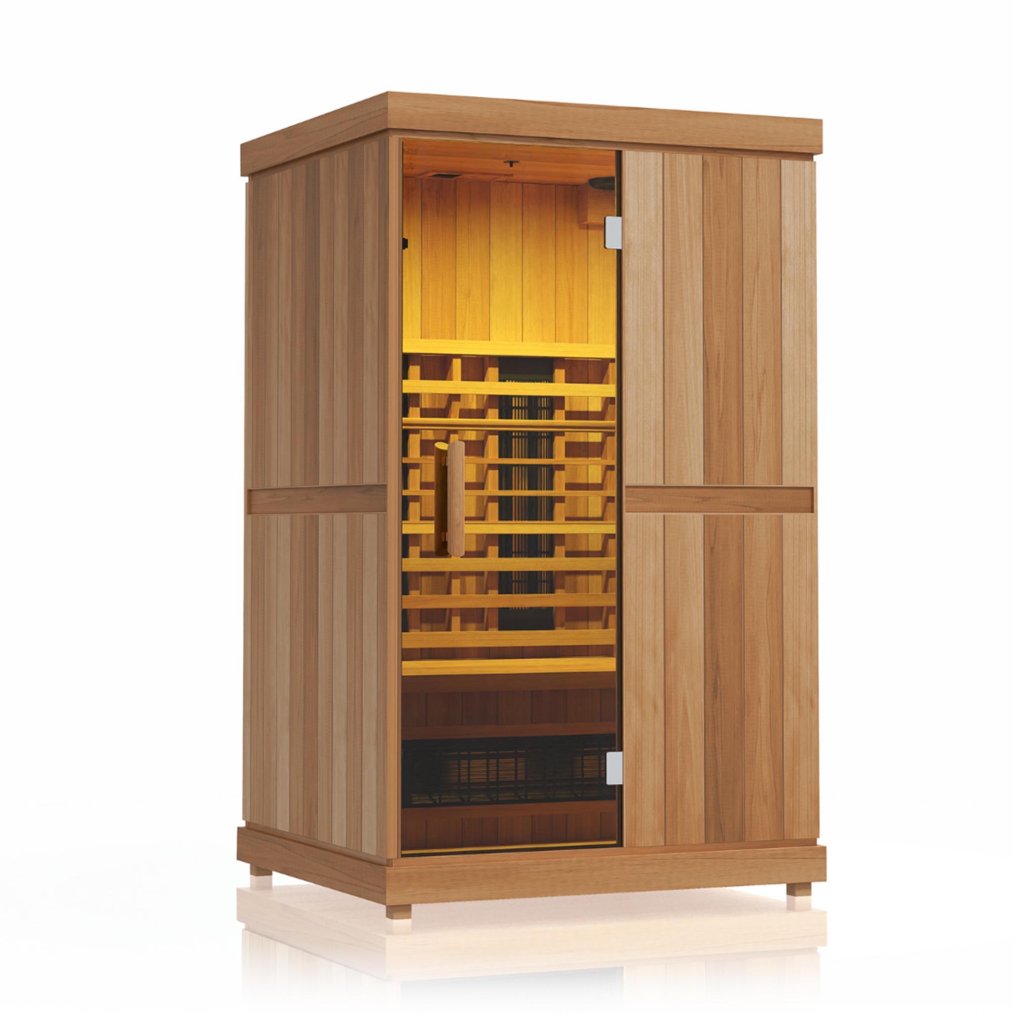 Finnmark FD-2 2-person infrared sauna with yellow chromotherapy lighting